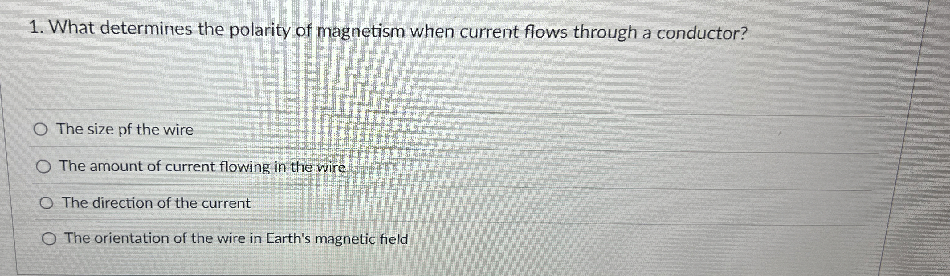 What determines the polarity of magnetism when