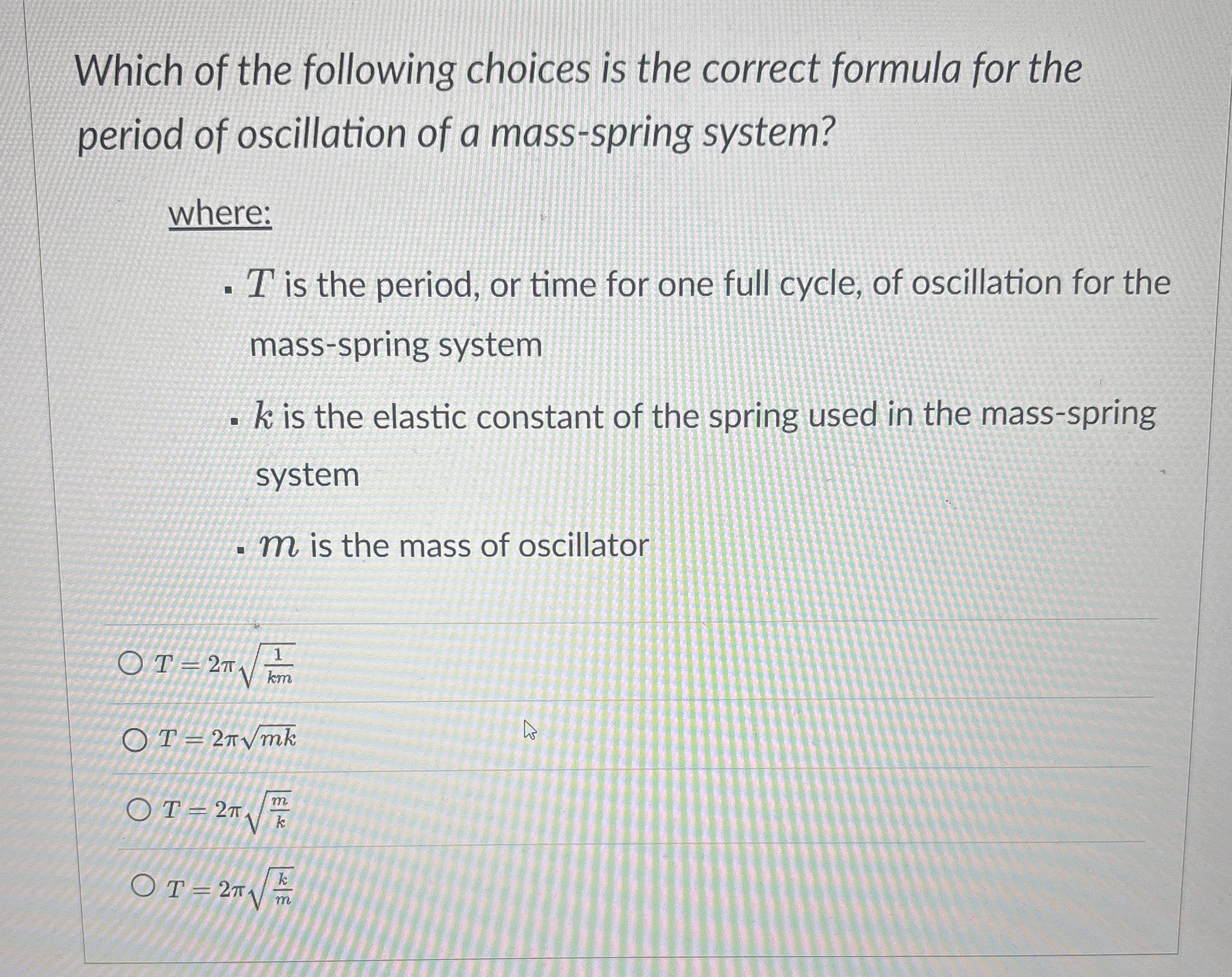 Which of the following choices is the correct