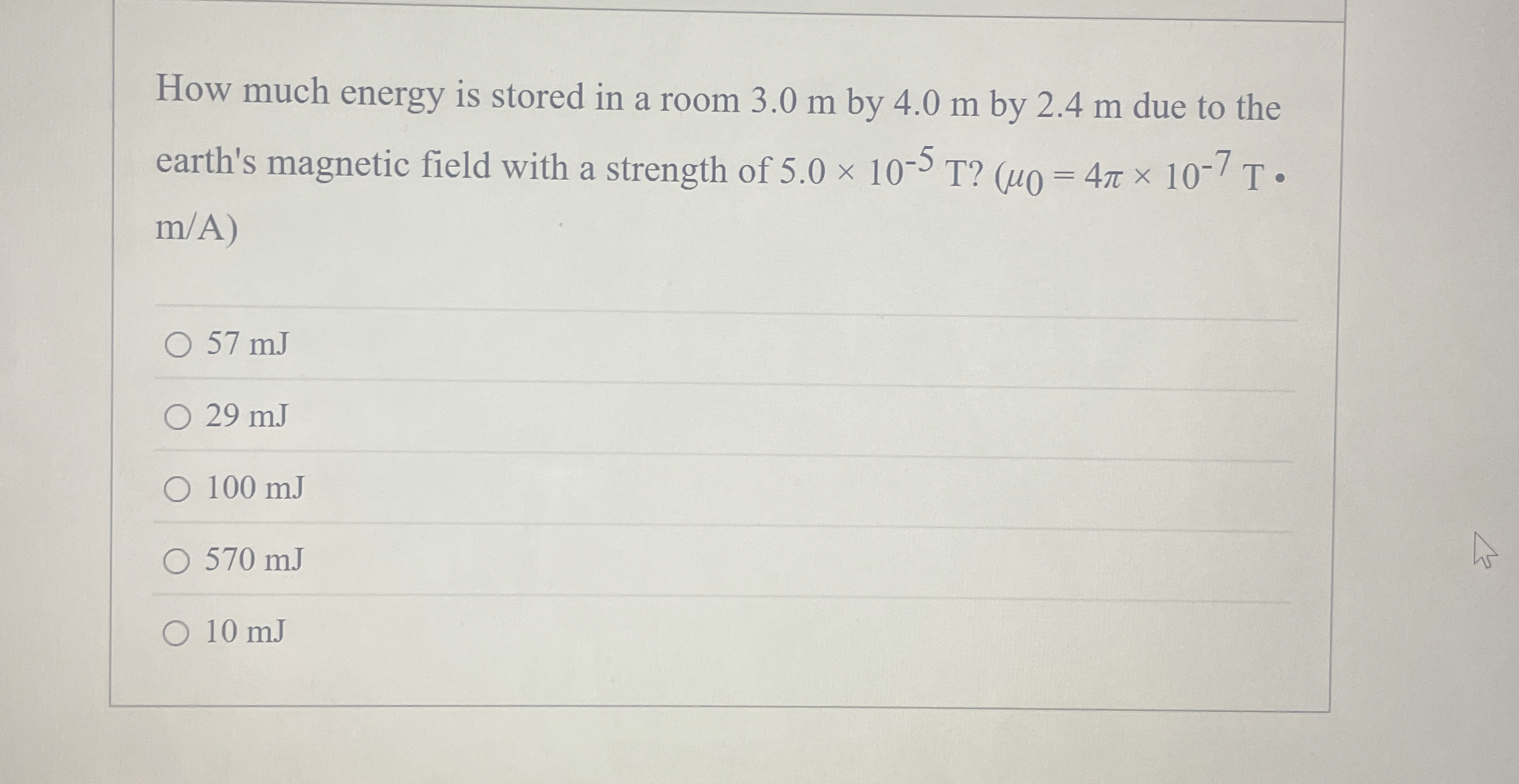 How much energy is stored in a room 3 . 0 m by 4