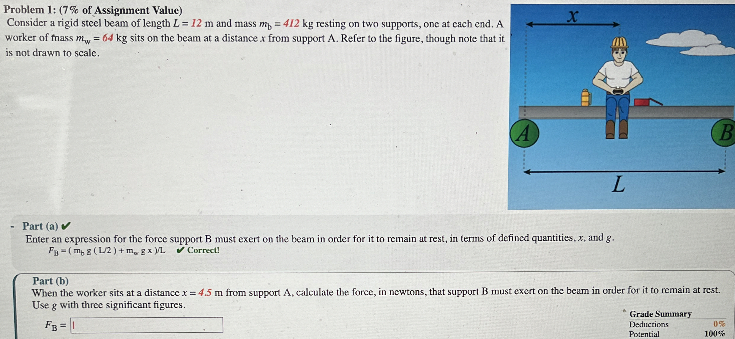 Problem 1 : ( 7 % of Assignment Value ) Consider