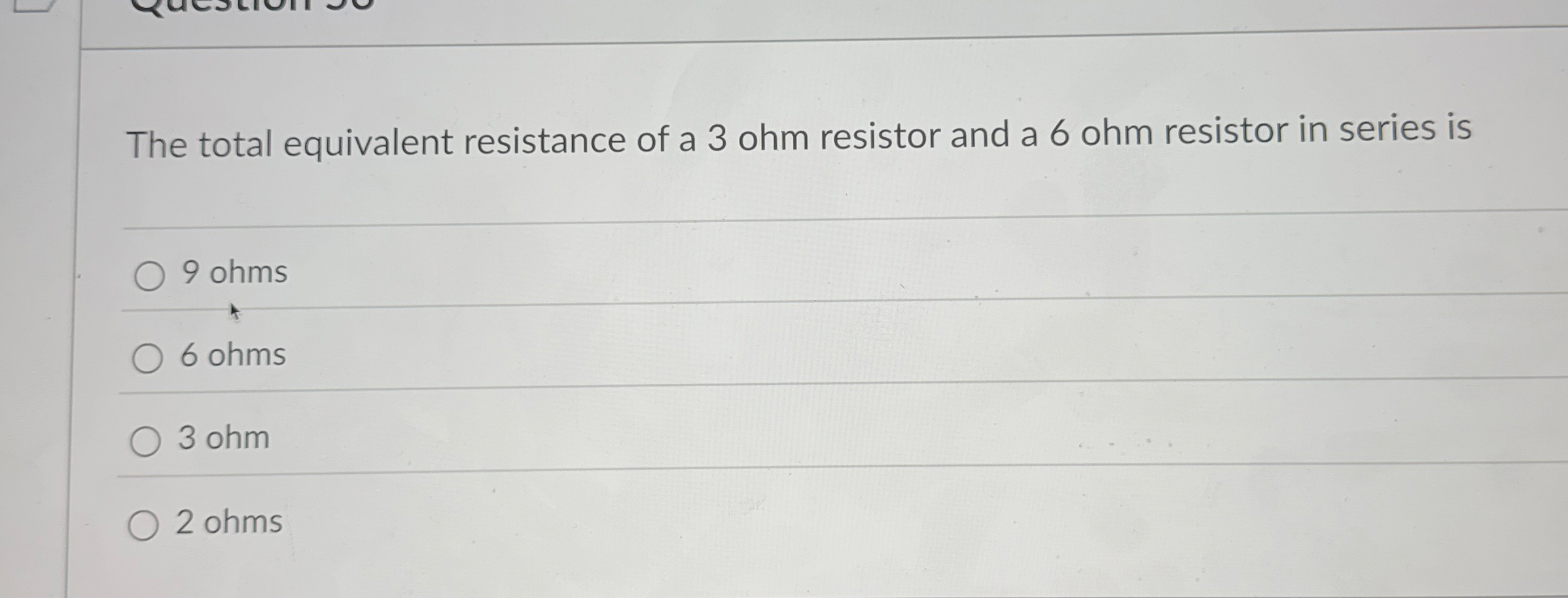 The total equivalent resistance of a 3 ohm