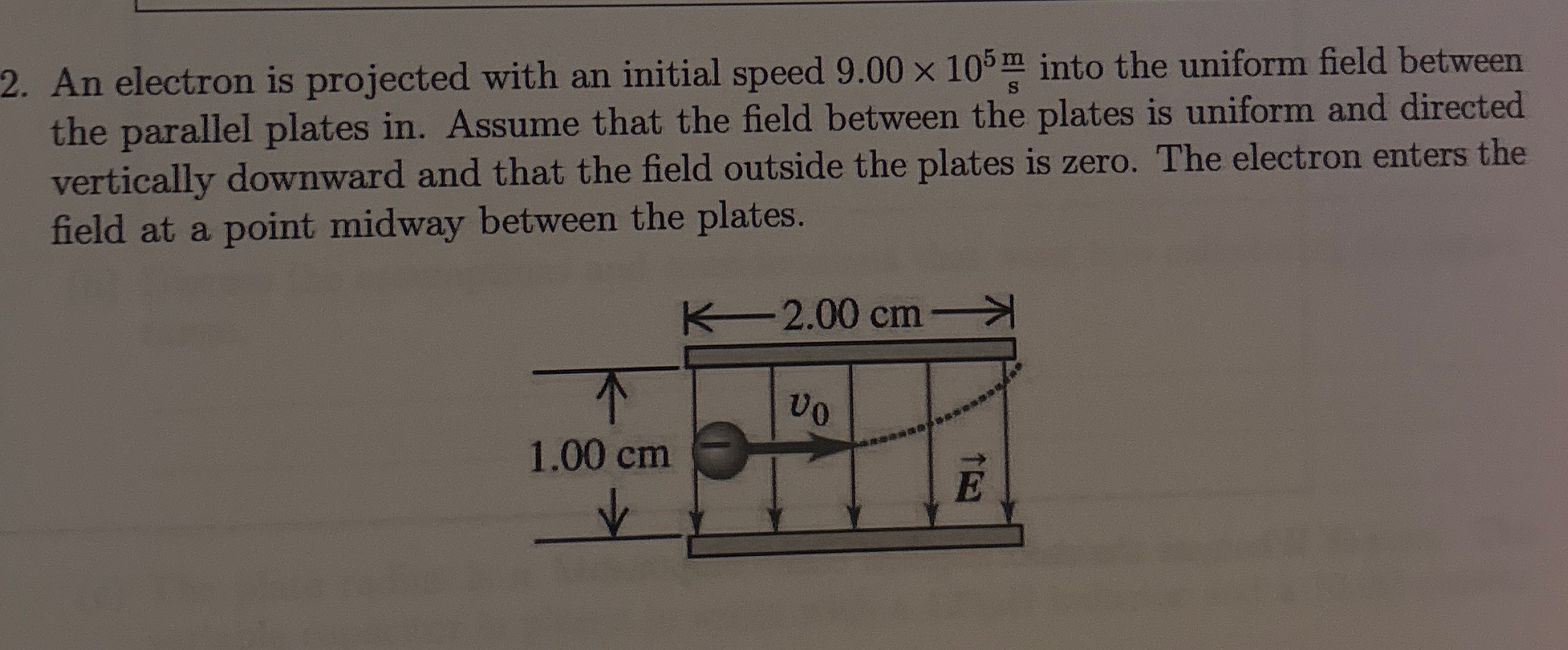 An electron is projected with an initial speed 9