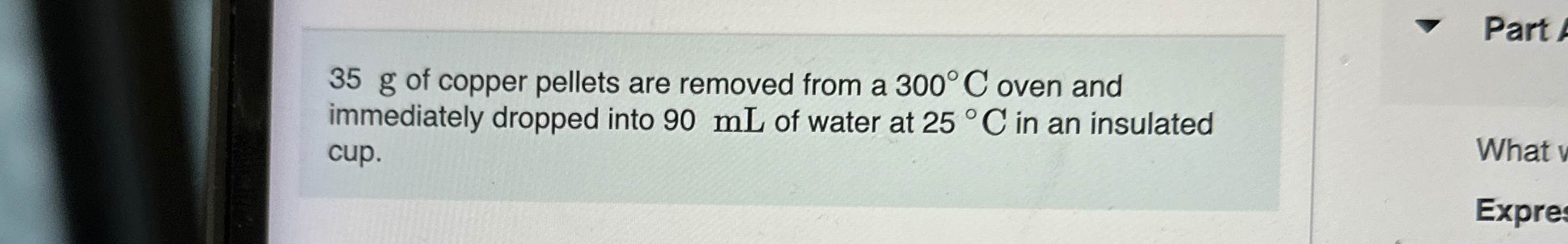 3 5 g of copper pellets are removed from a 3 0 0