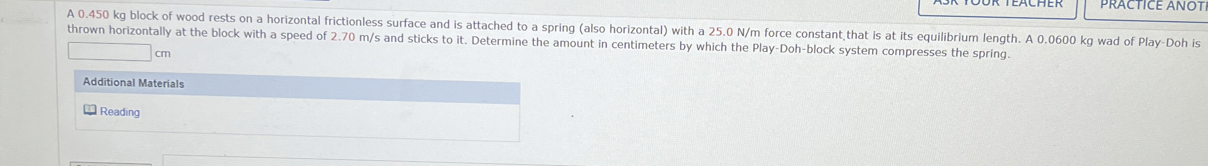 A 0 . 4 5 0 kg block of wood rests on a