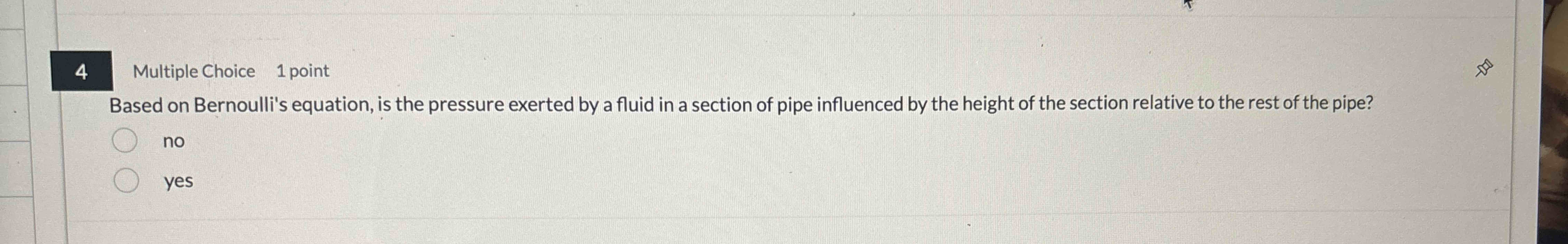 Based on Bernoulli's equation, is the pressure