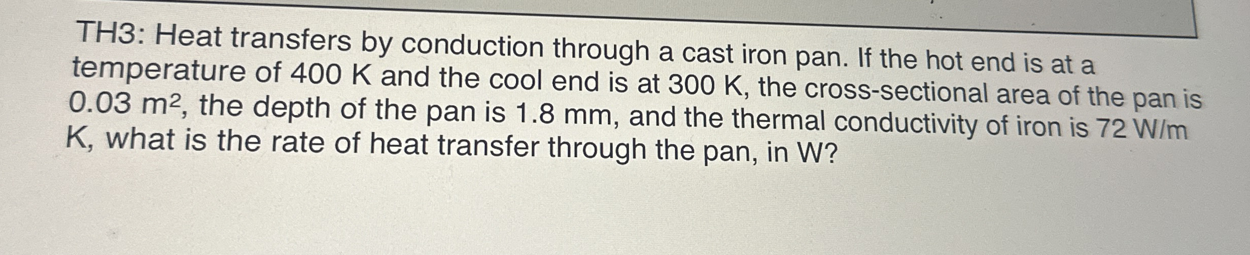 TH 3 : Heat transfers by conduction through a