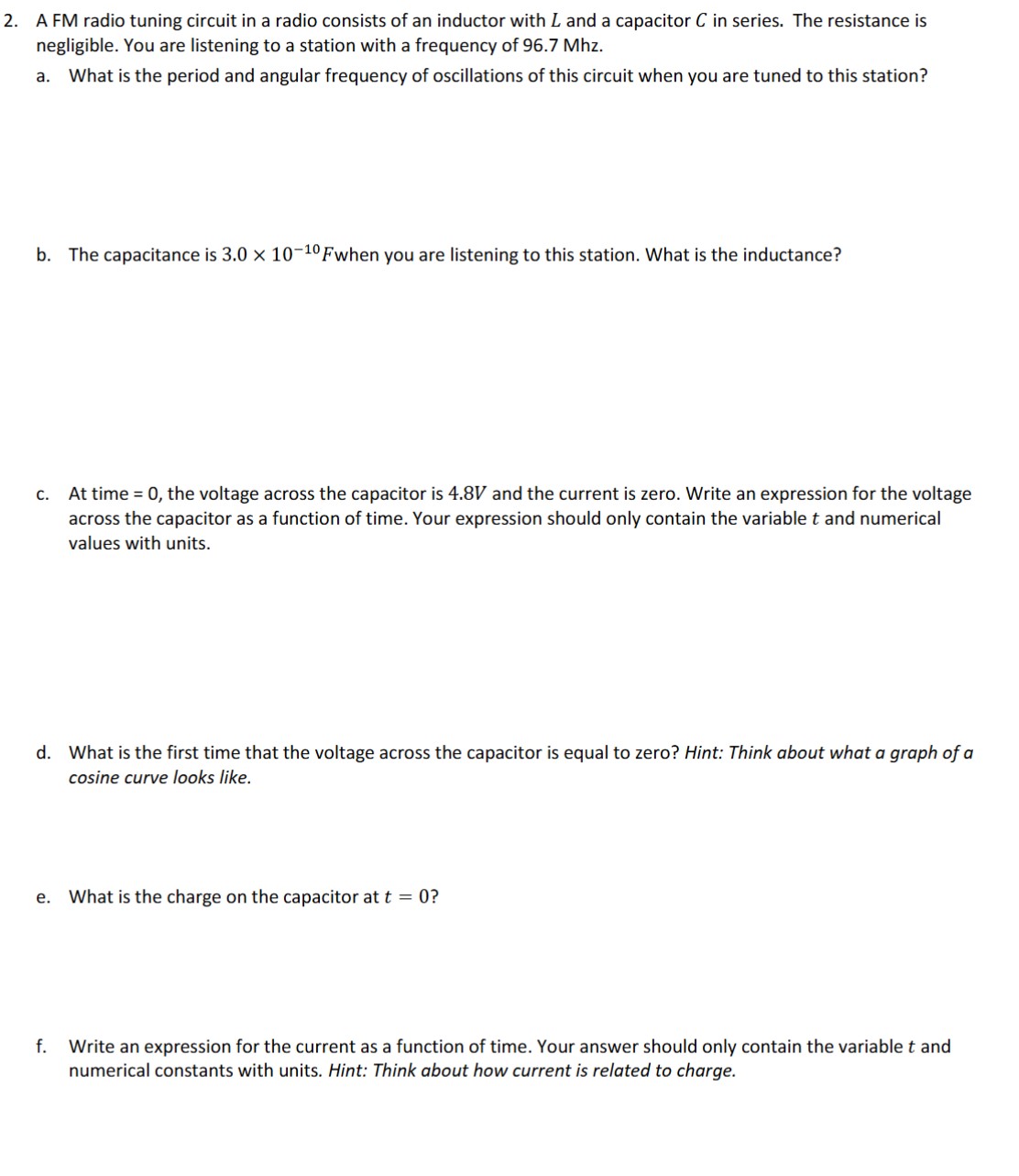 2 . A FM radio tuning circuit in a radio consists