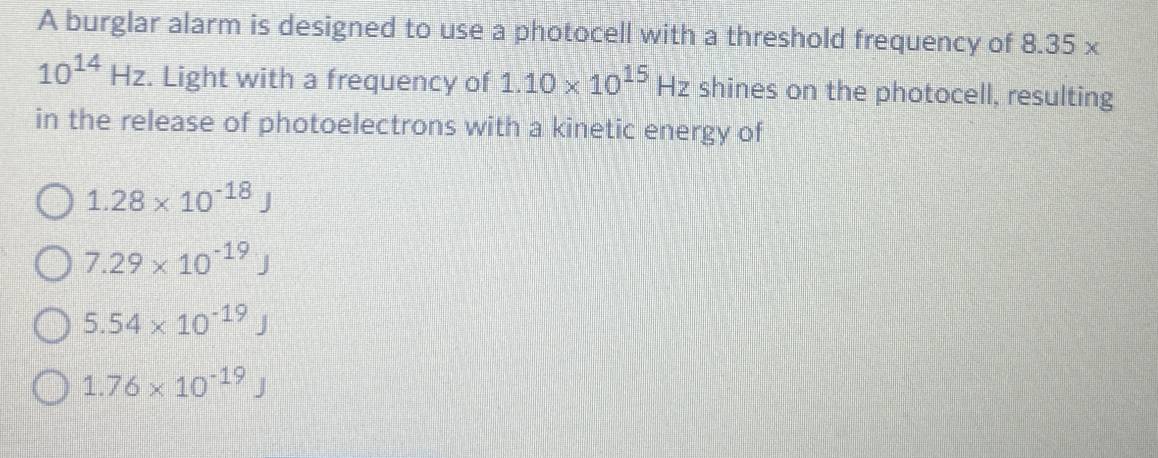 A burglar alarm is designed to use a photocell