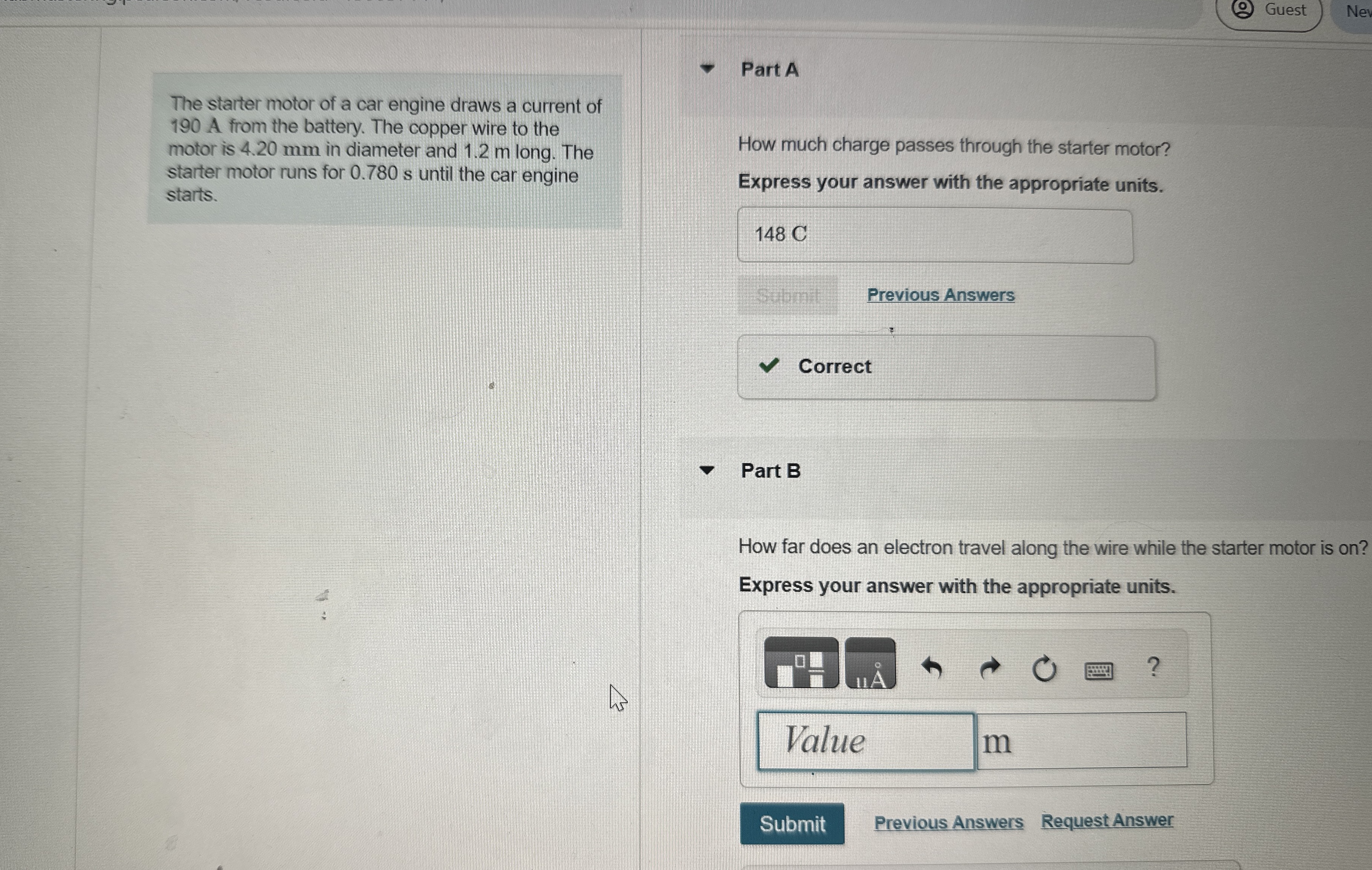 Guest The starter motor of a car engine draws a