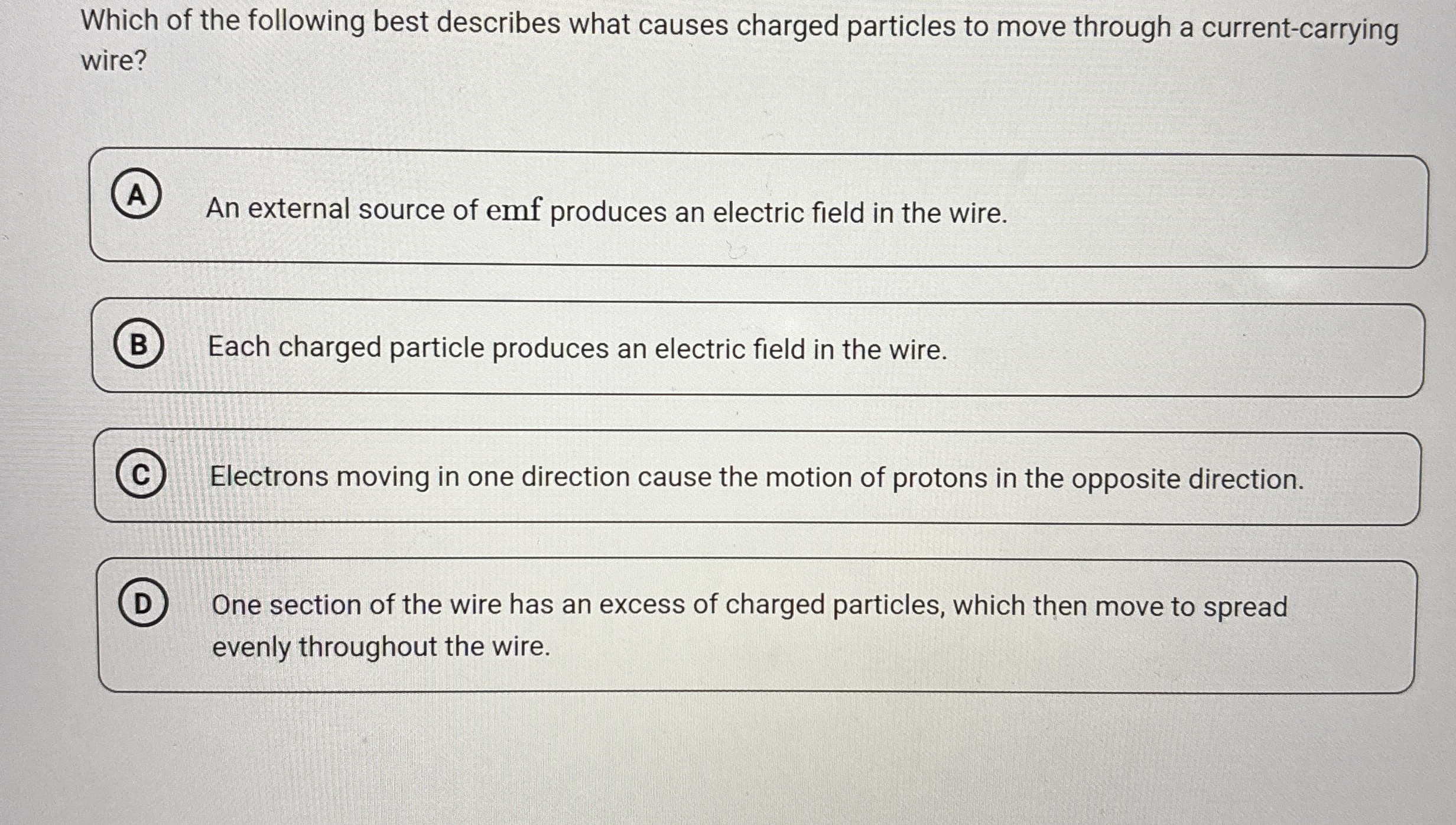 Which of the following best describes what causes