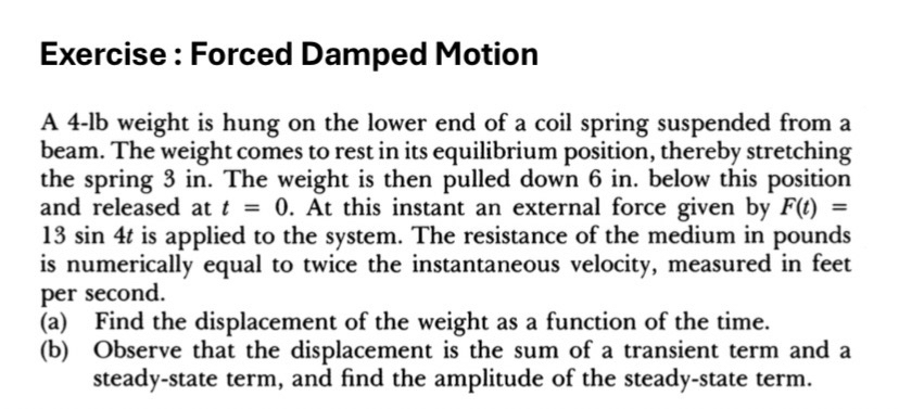 Differential Equation Exercise: Forced Damped