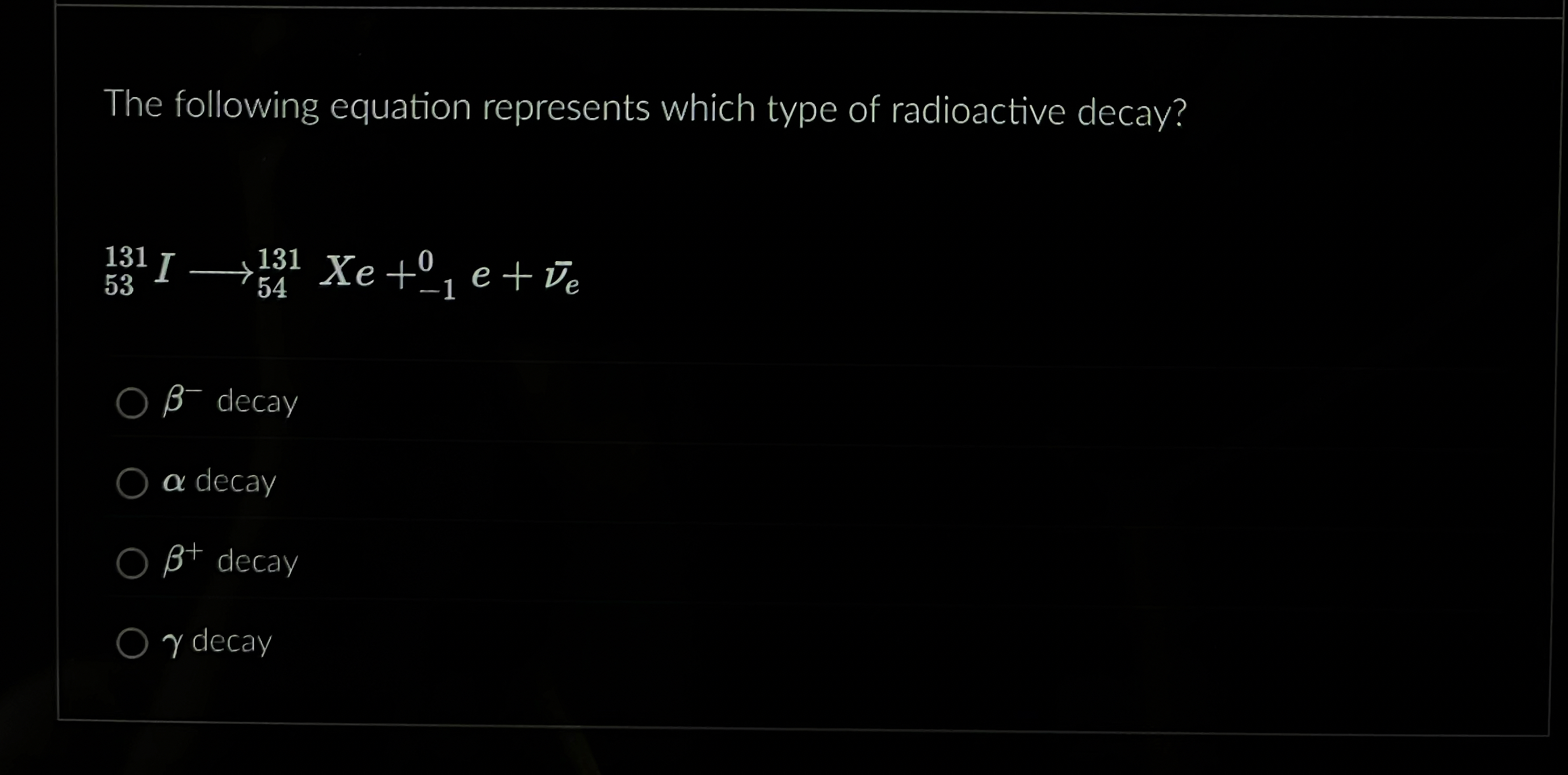 The following equation represents which type of