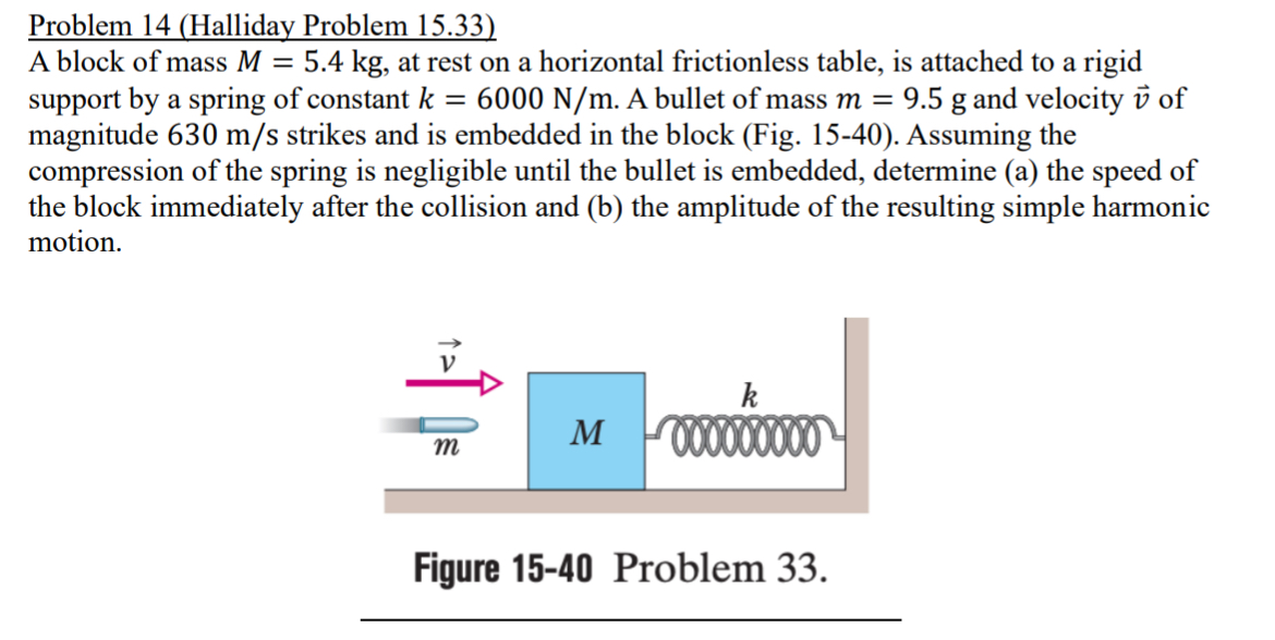 Problem 1 4 ( Halliday Problem 1 5 . 3 3 ) A