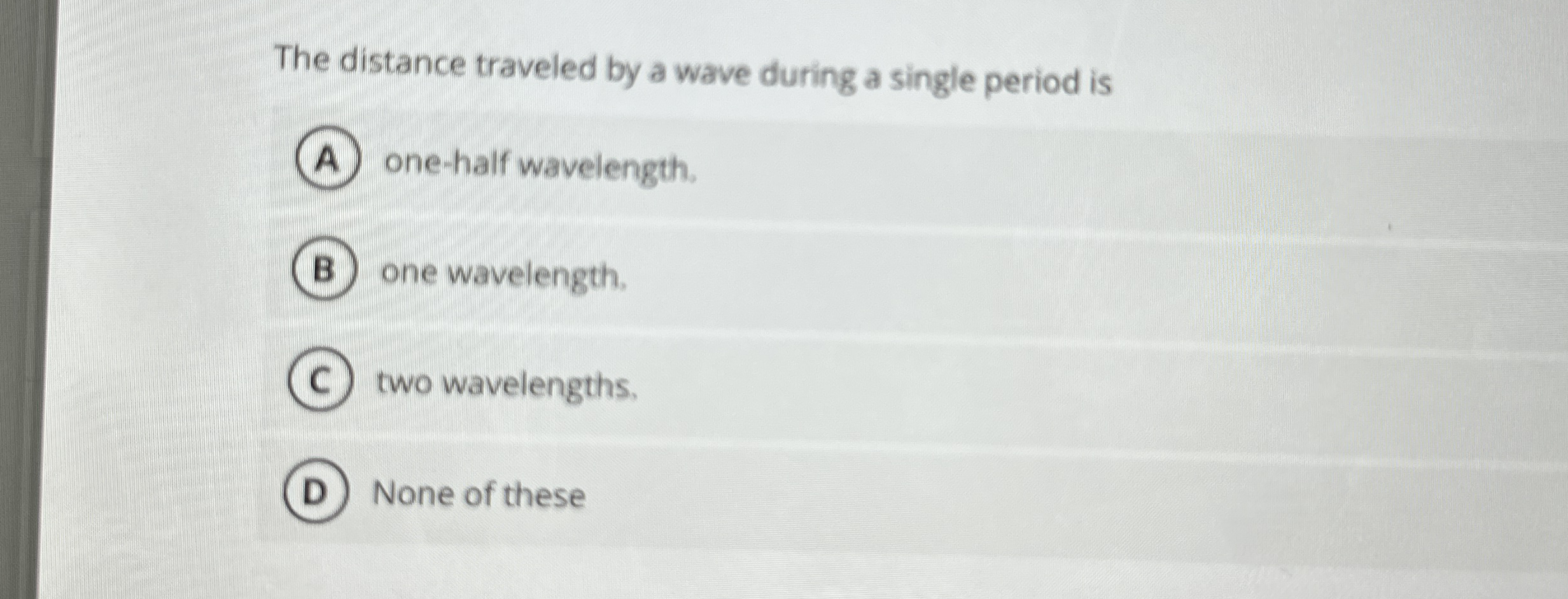The distance traveled by a wave during a single