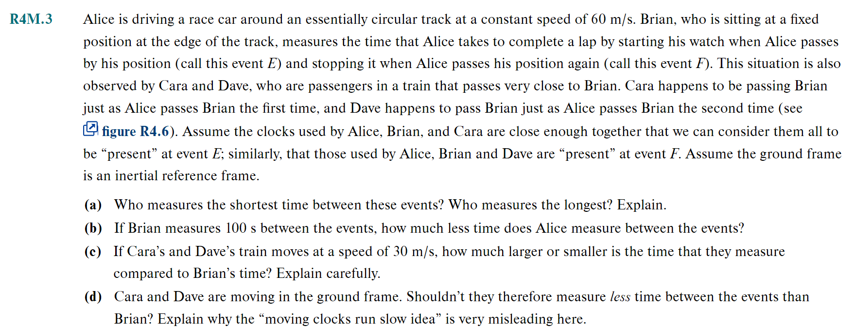 R 4 M . 3 Alice is driving a race car around an