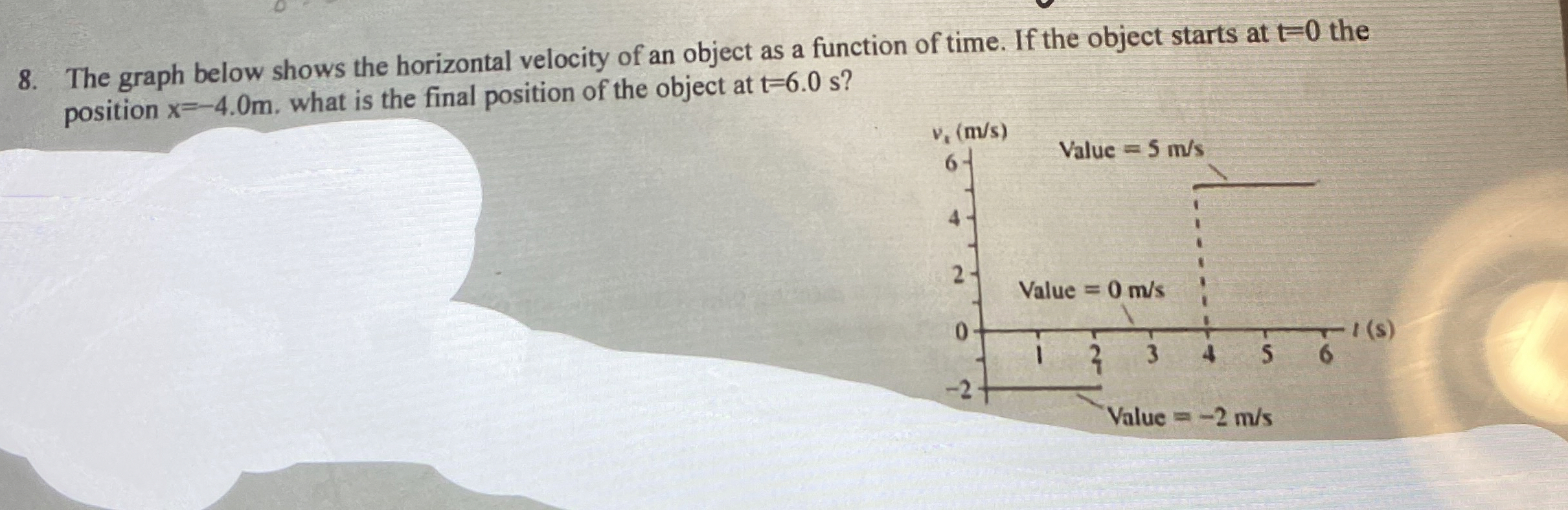 The graph below shows the horizontal velocity of