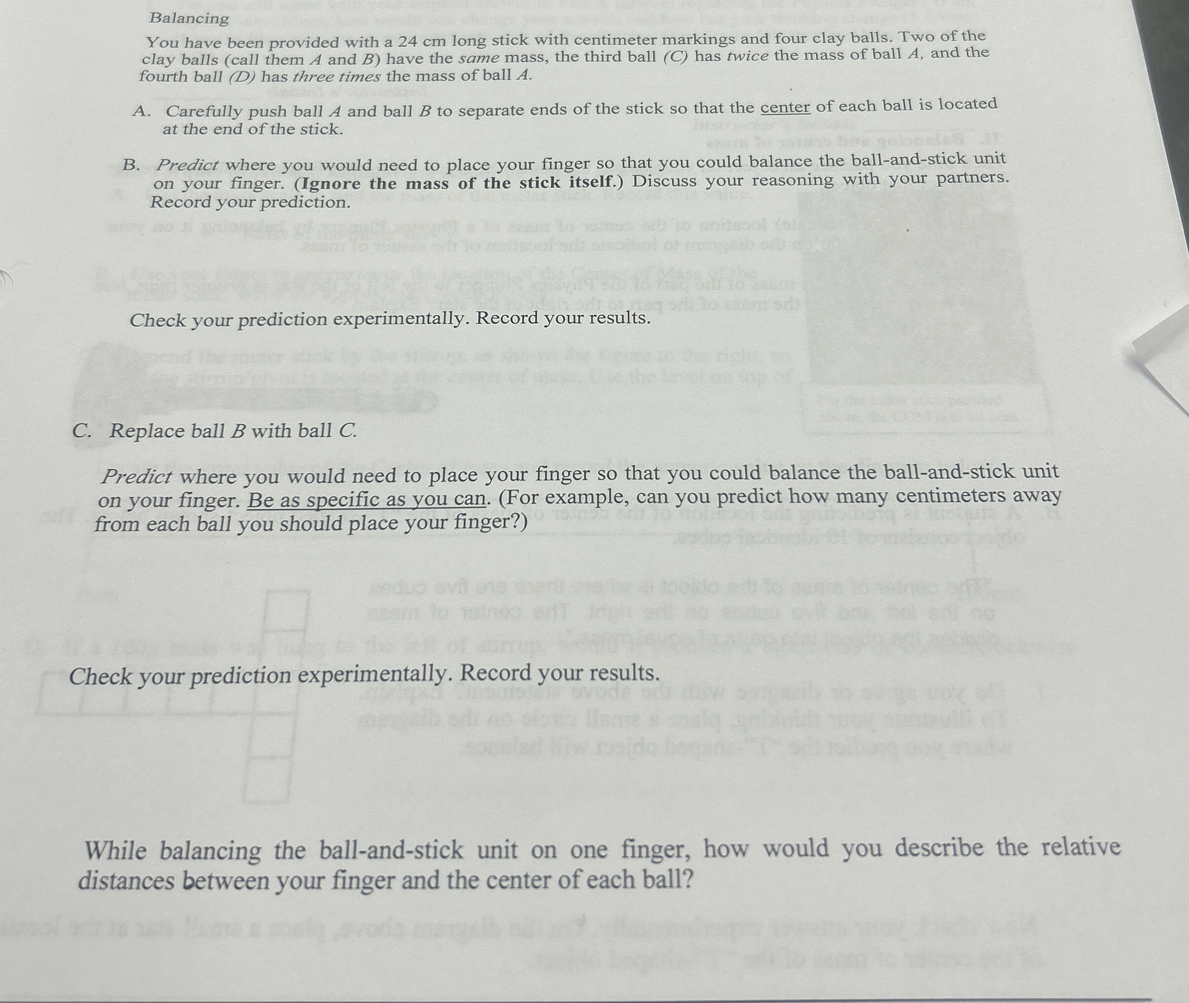 Balancing You have been provided with a 2 4 cm