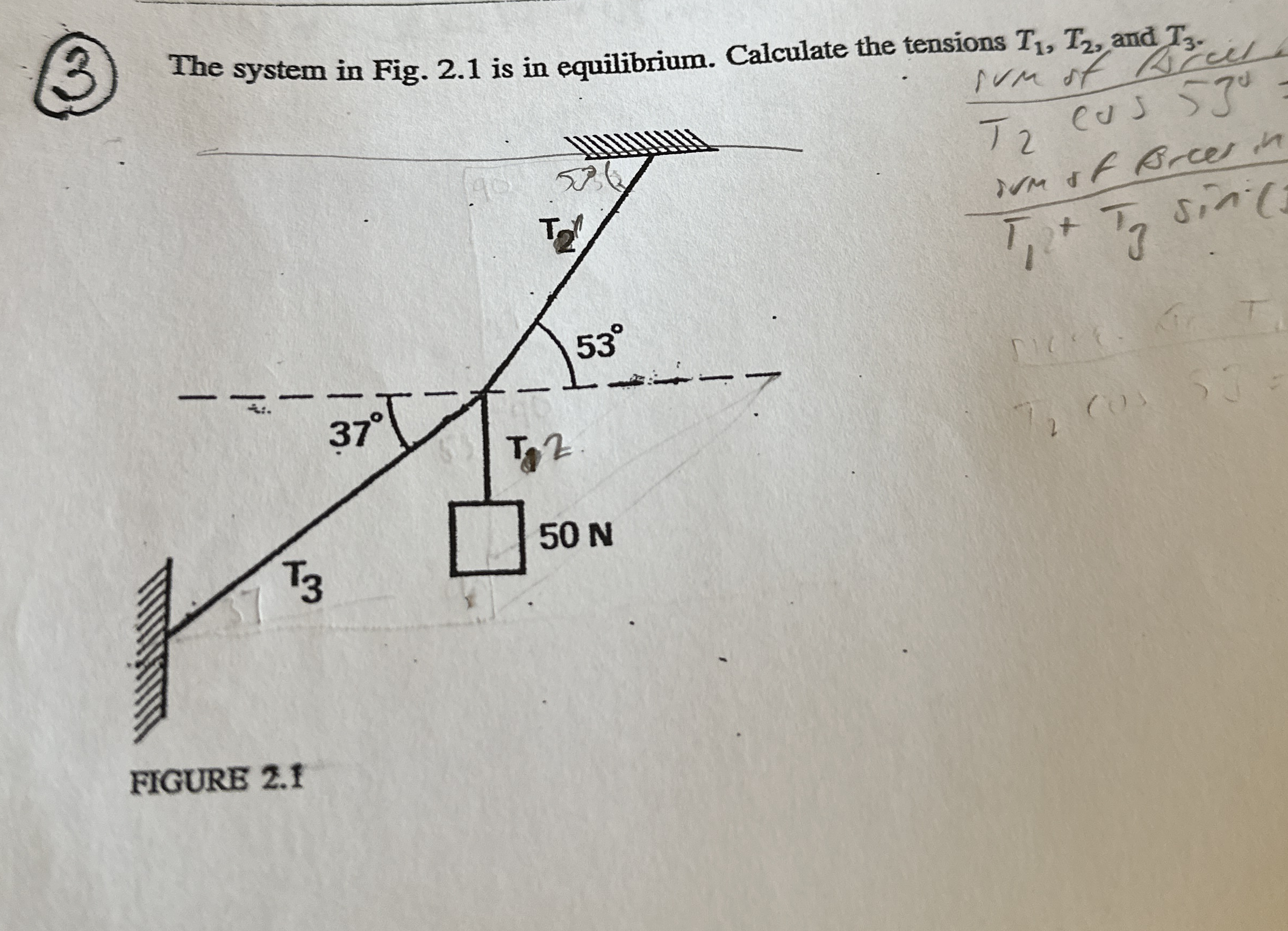( 3 ) The system in Fig. 2 . 1 is in equilibrium.