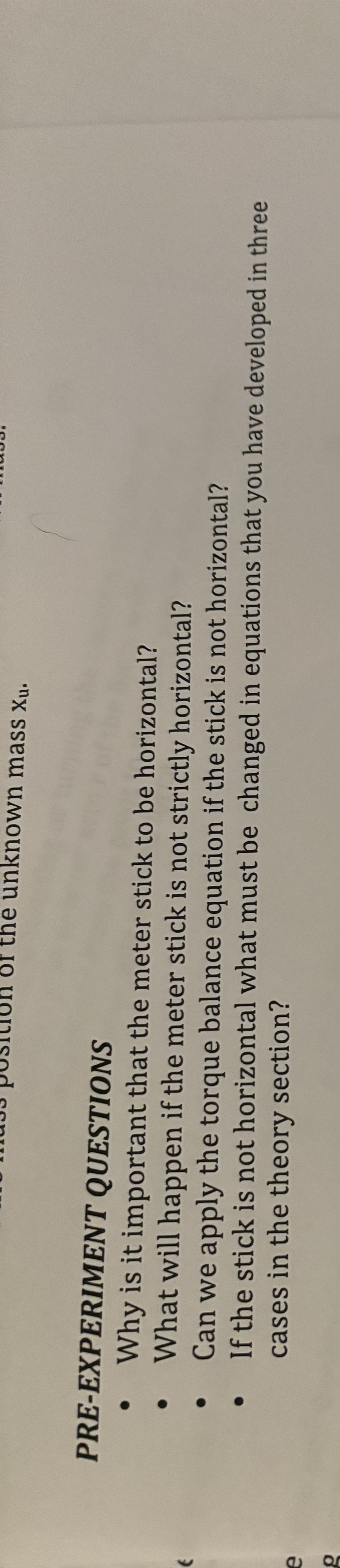 PRE - EXPERIMENT QUESTIONS - Why is it important