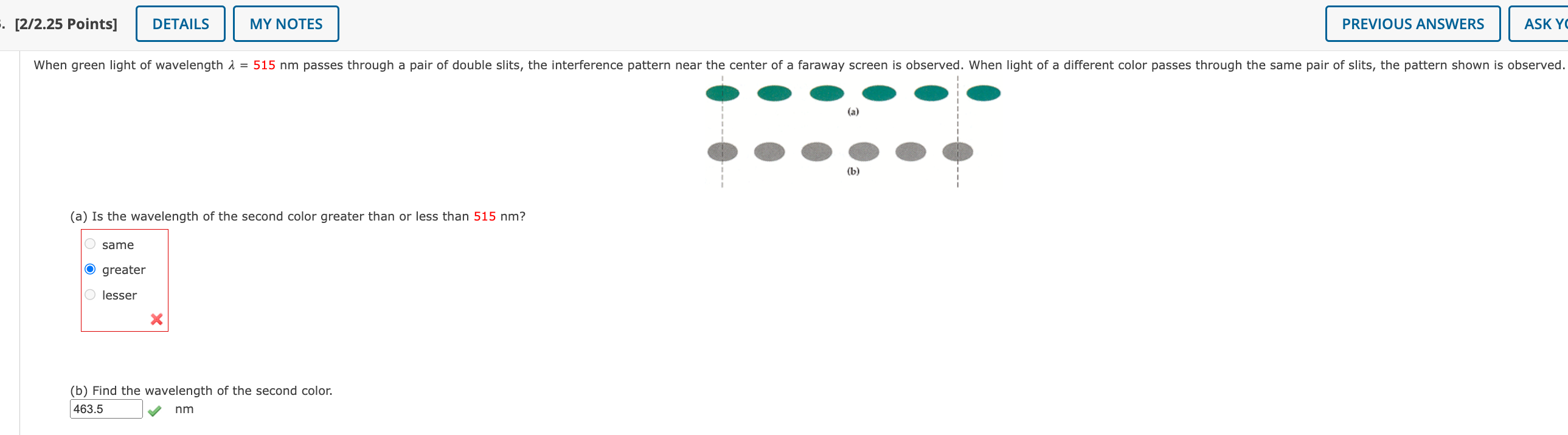 ( a ) Is the wavelength of the second color