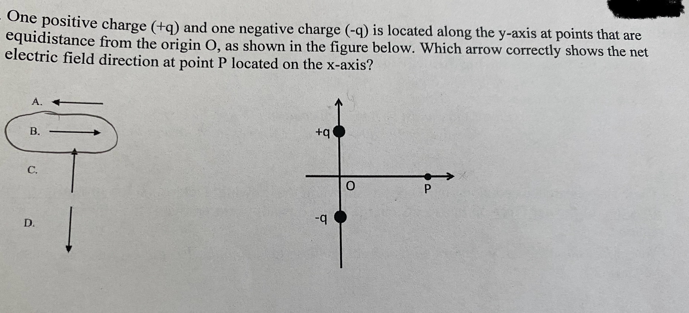 One positive charge ( + q ) and one negative
