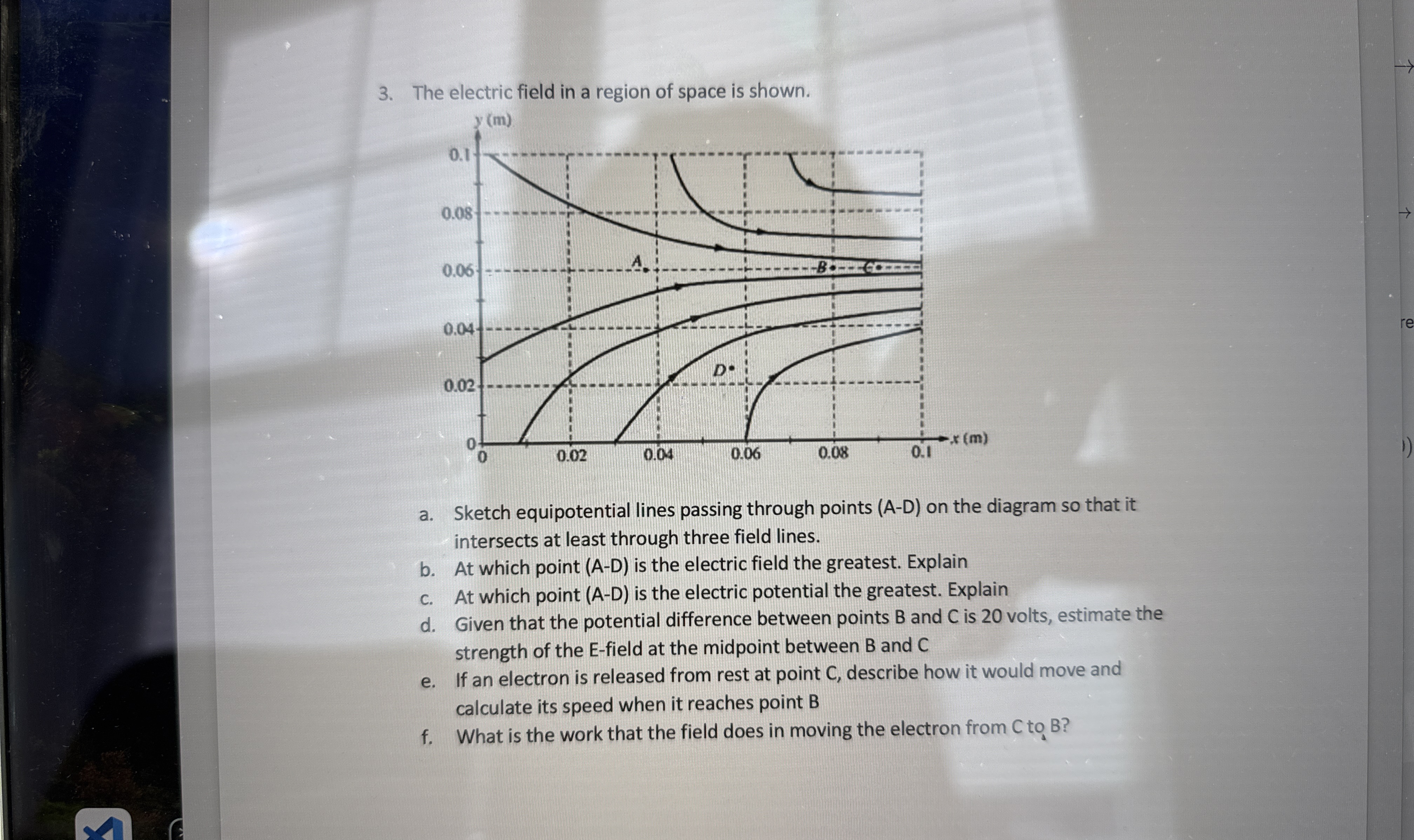 The olortric fiold in a rooinn of snace is shown.