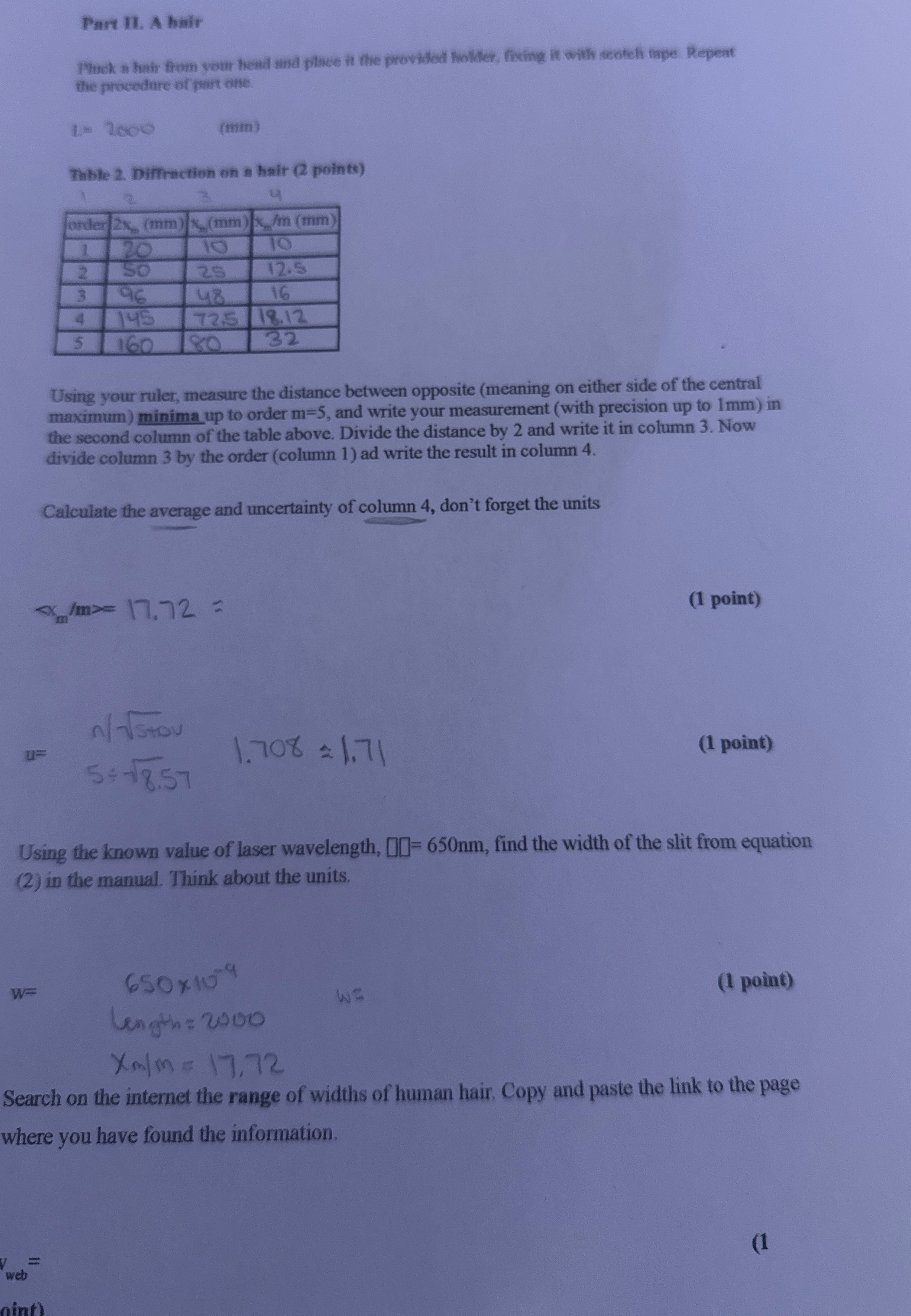 Part 1 1 . A hair Theck a huir form youn head and