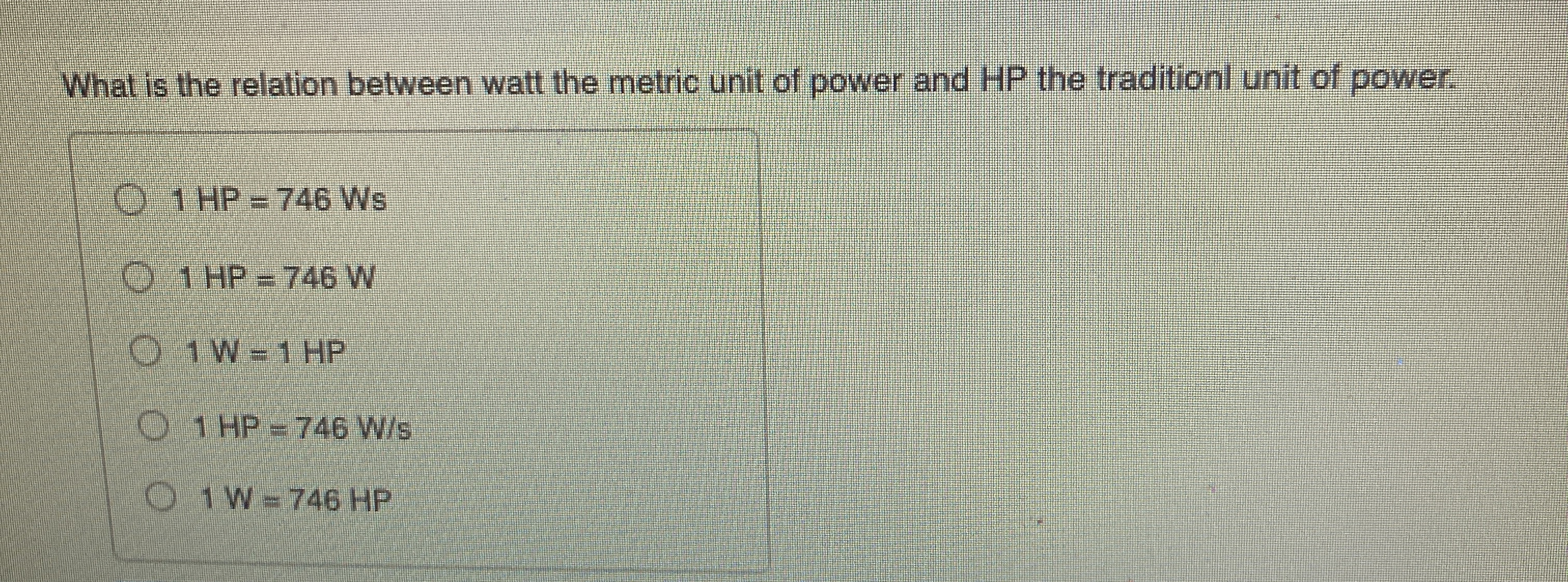 What is the relation between watt the metric unit