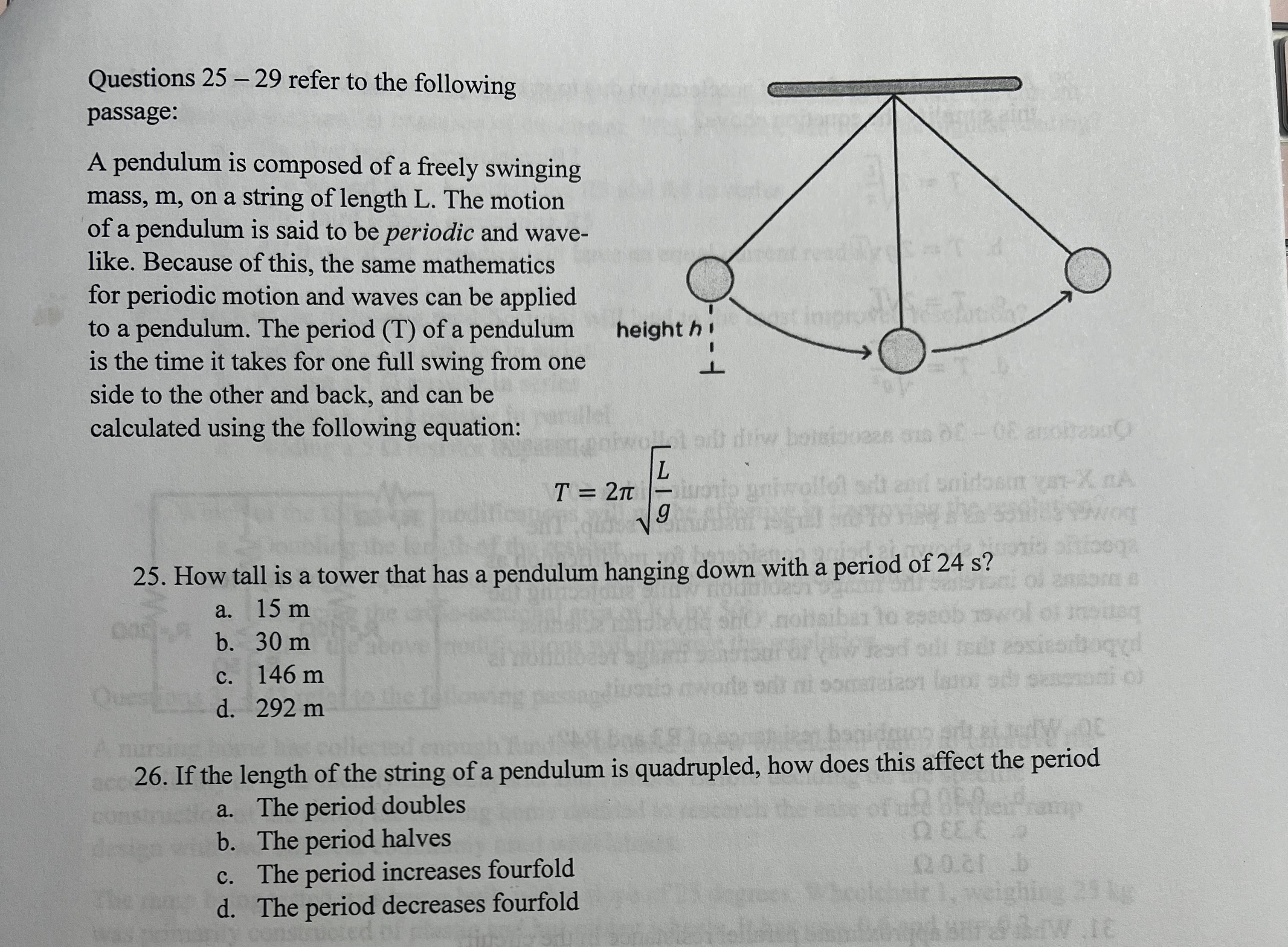 Questions 2 5 - 2 9 refer to the following