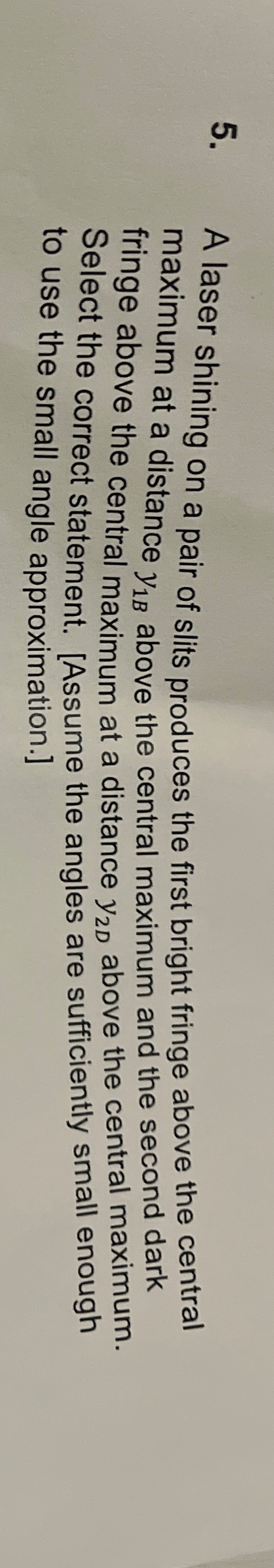 A laser shining on a pair of slits produces the