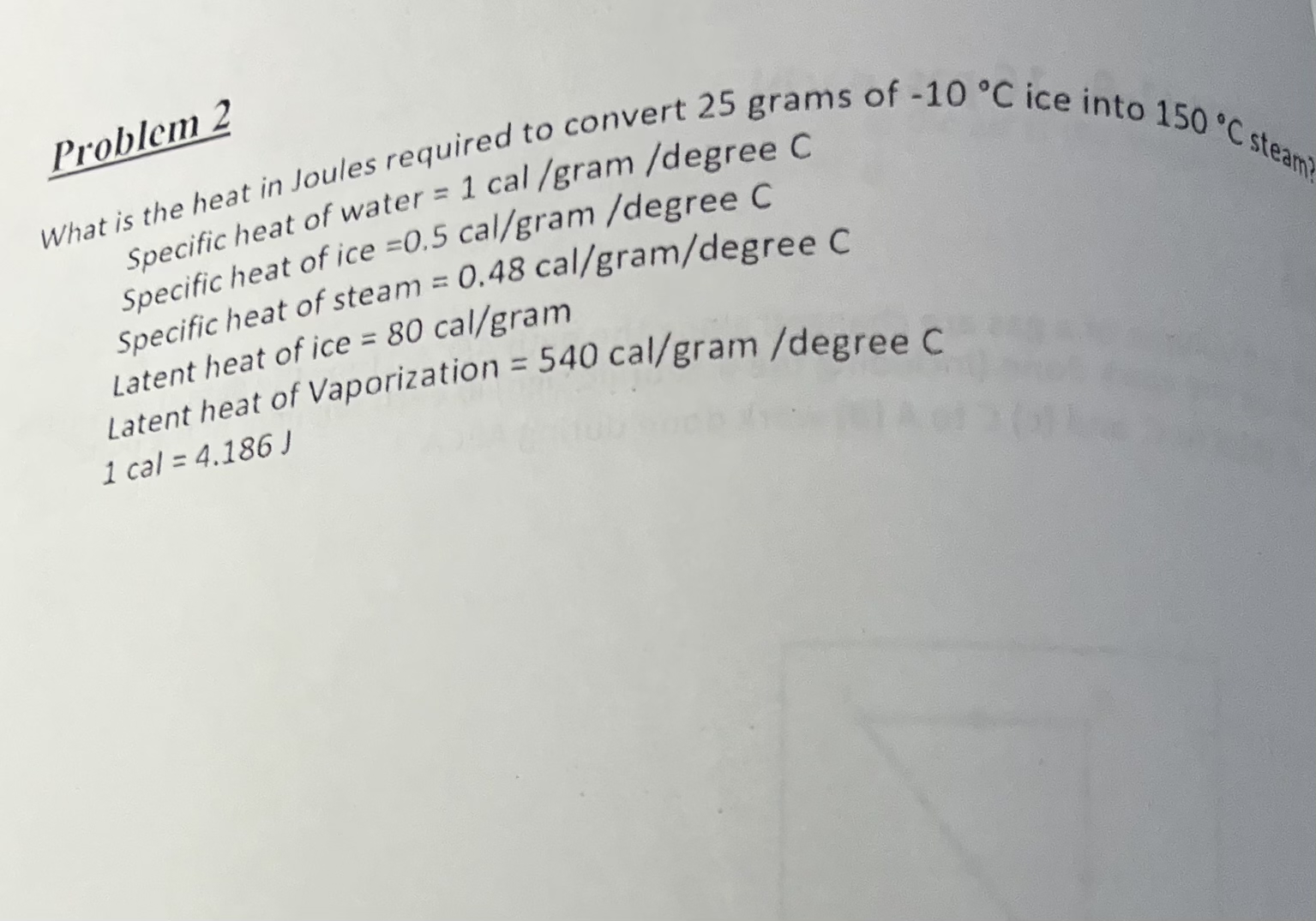 Problem 2 specificheat of w = 0 . 5 c a l g r a m