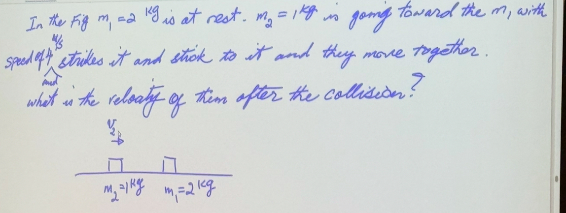 In t e fig m 1 = 2 k g is at rest. m 2 = 1 k g is