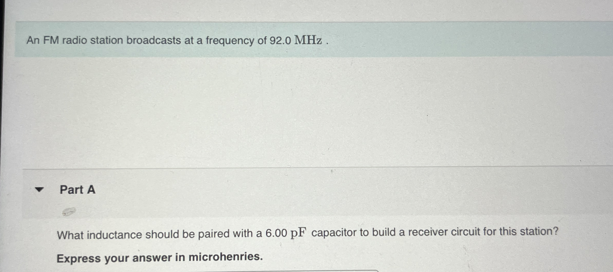 An FM radio station broadcasts at a frequency of