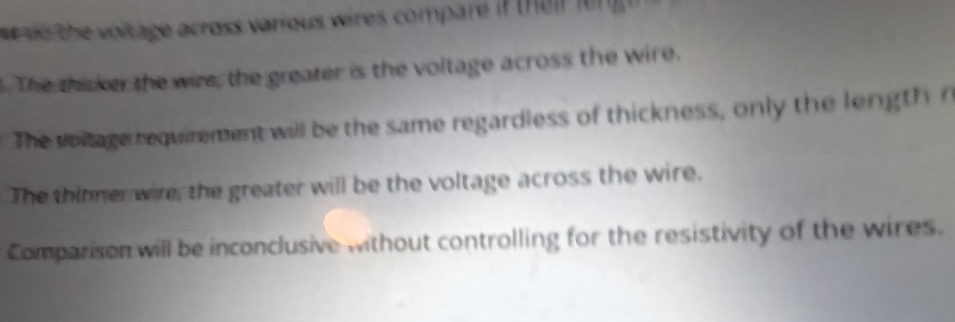 The growiet the wire, the grewter is the voltage