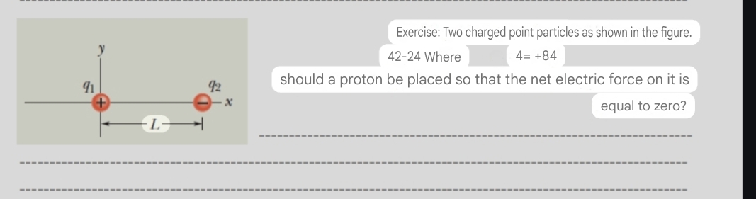 Exercise: Two charged point particles as shown in