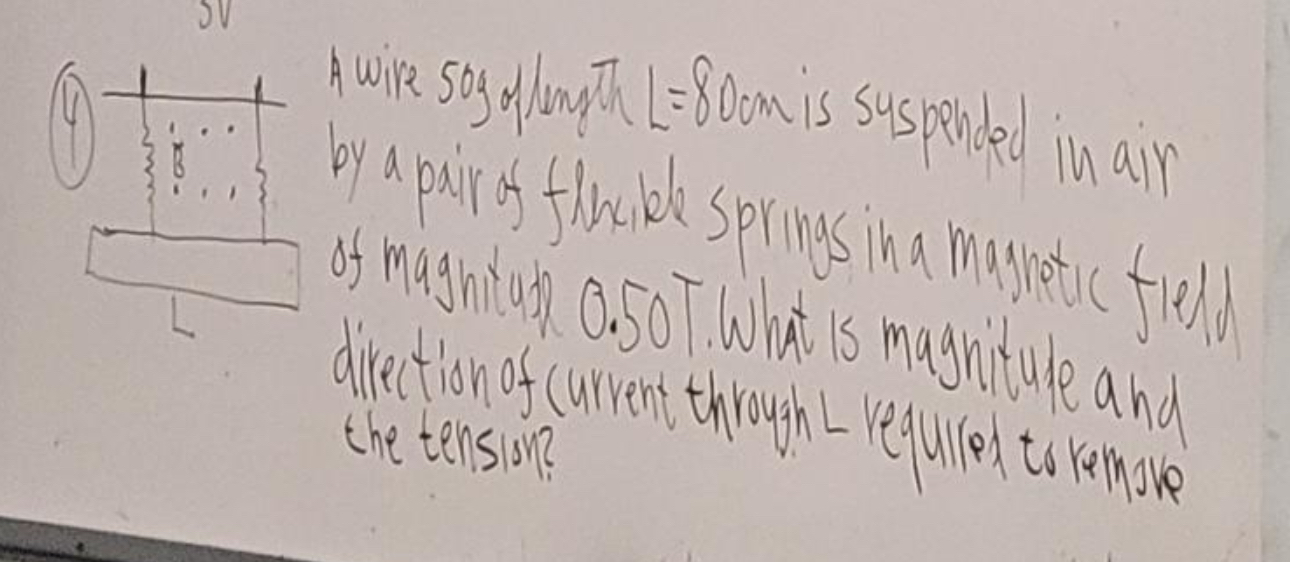 A wire 5 0 3 of leanth L = 8 0 o m is suspended