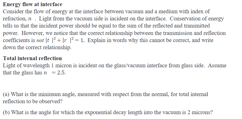 Energy flow at interface Consider the flow of