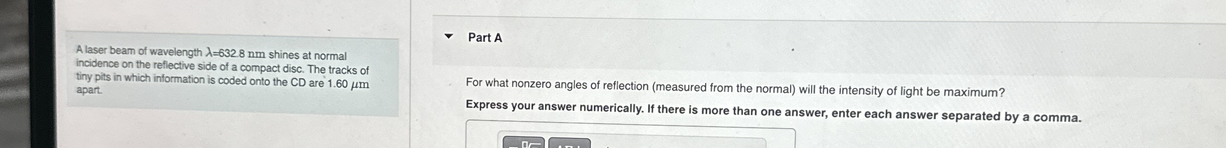 A laser beam of wavelength = 6 3 2 . 8 n m shines