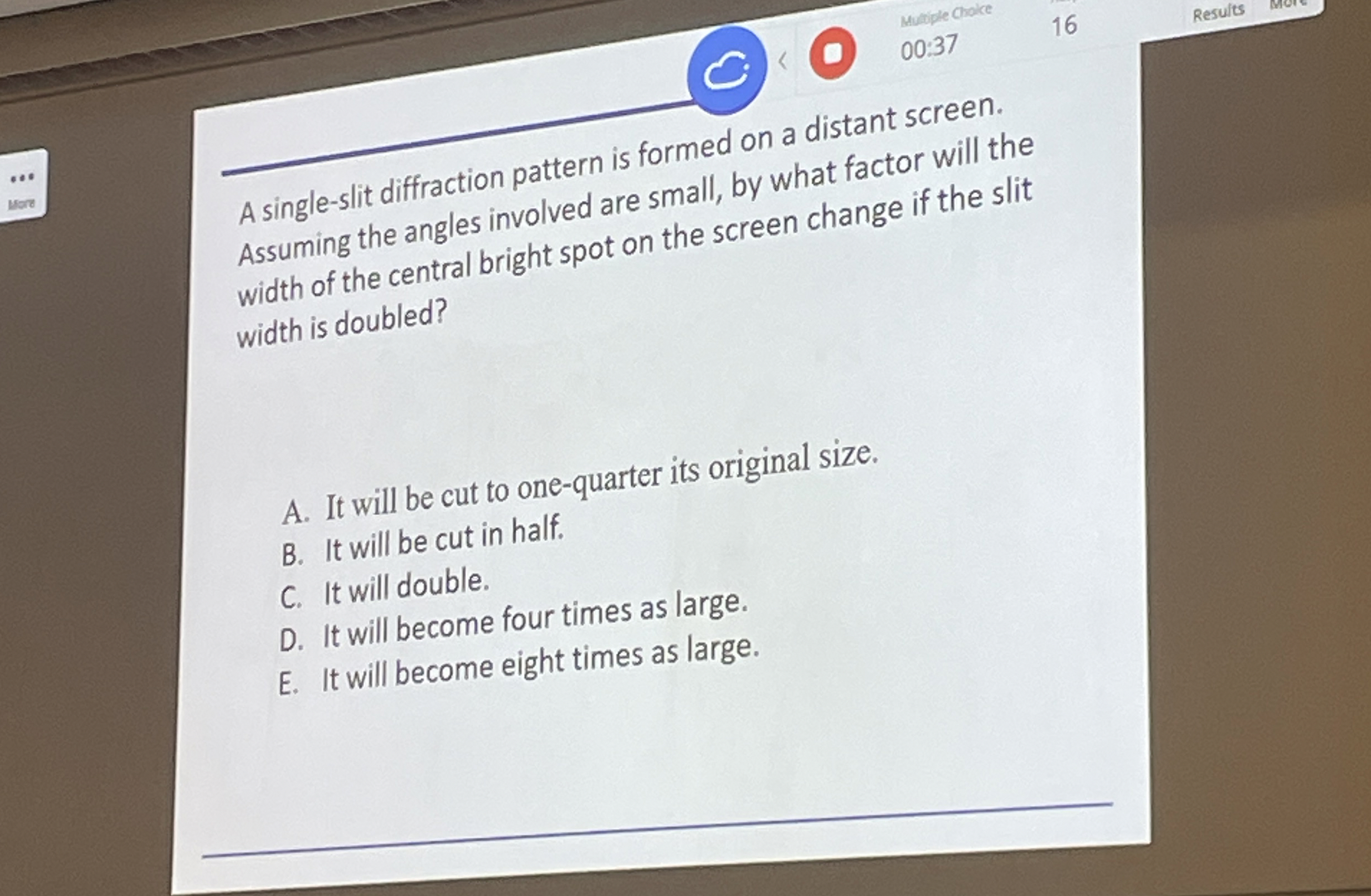 0 0 : 3 7 1 6 Results A single - slit diffraction