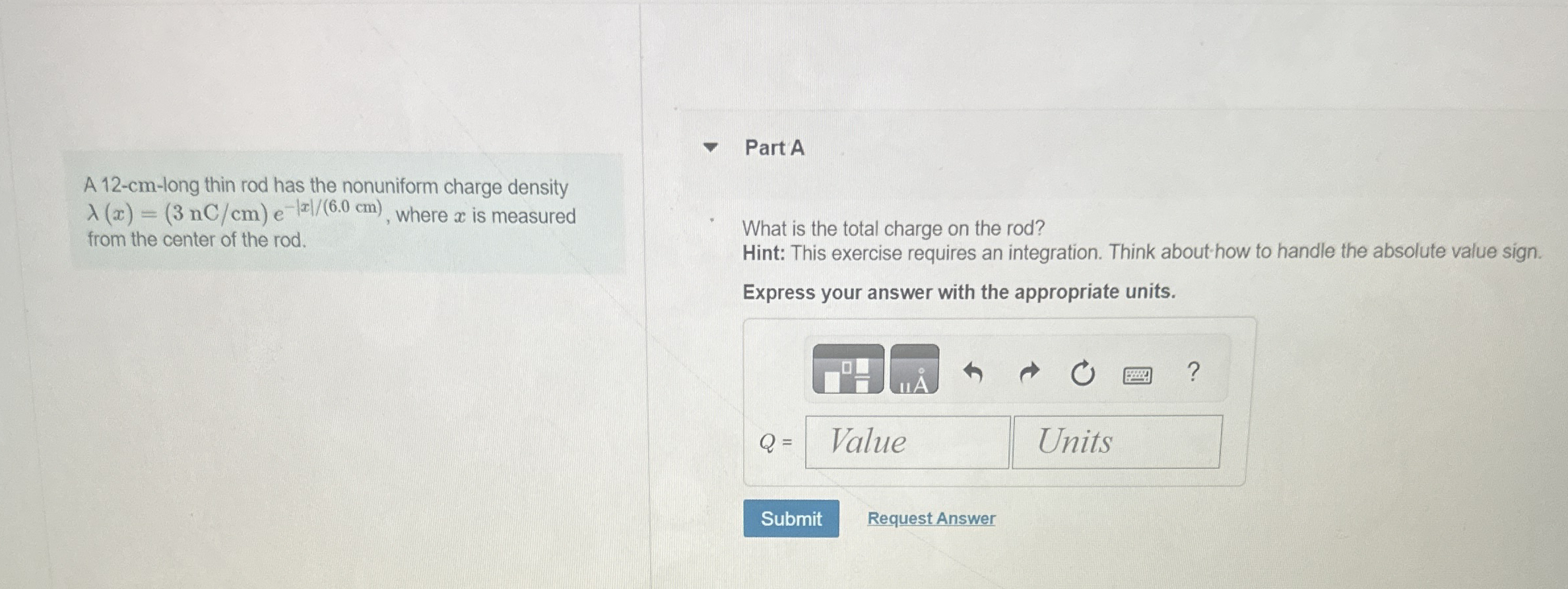 A 1 2 - c m - long thin rod has the nonuniform