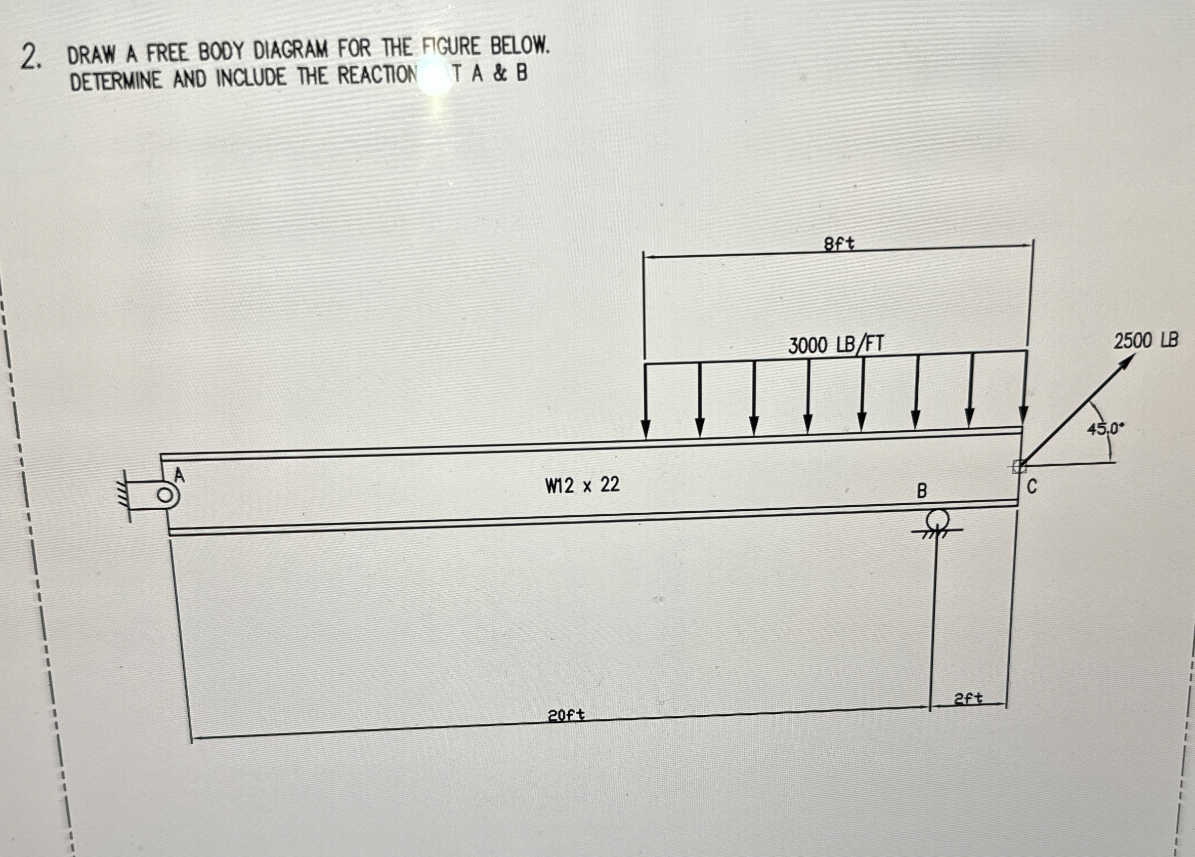DRAW A FREE BOOY DIAGRAM FOR THE FGGURE BELOW.