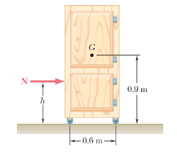 A 2 0 - kg cabinet is mounted on casters that