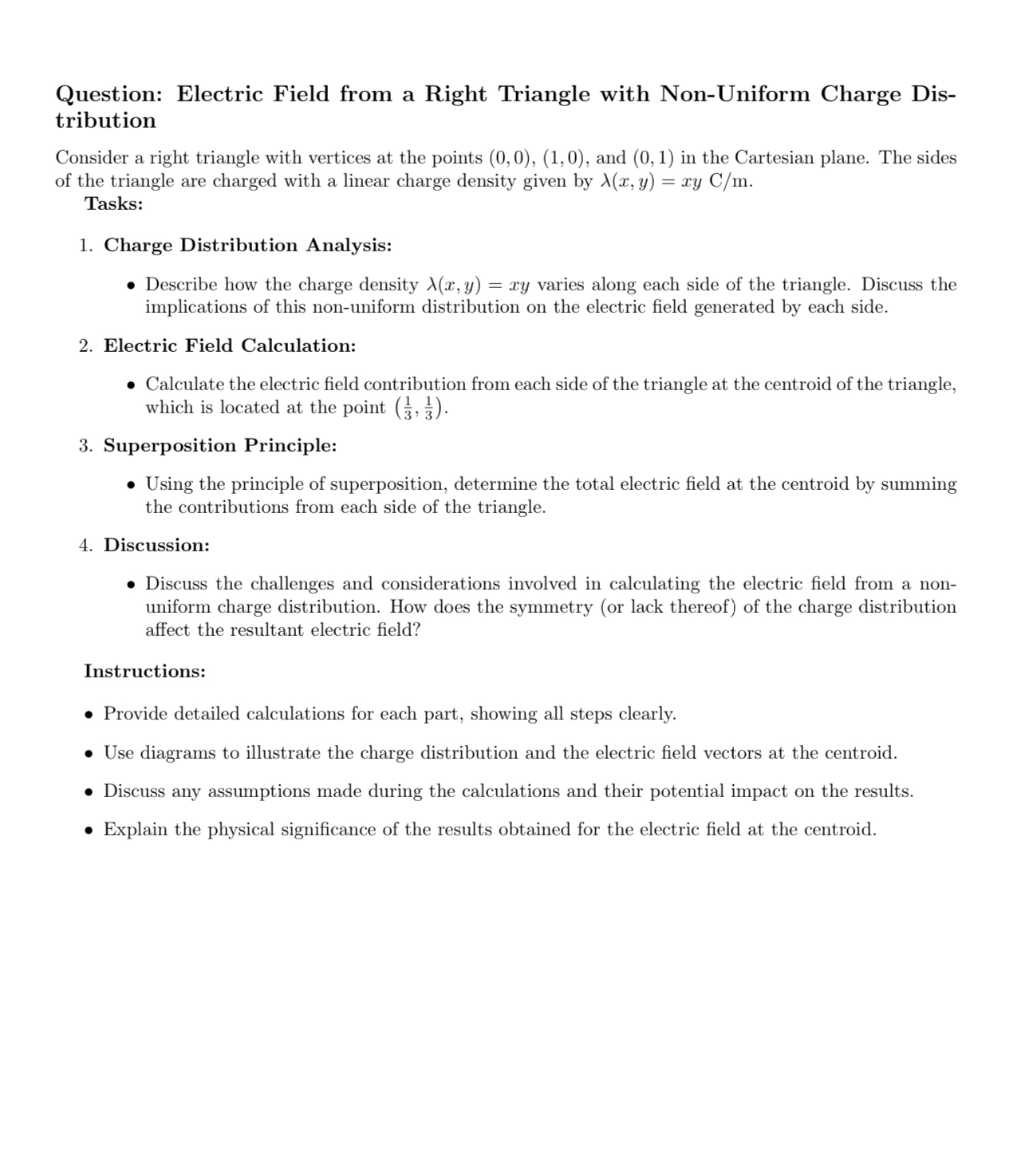 Question: Electric Field from a Right Triangle
