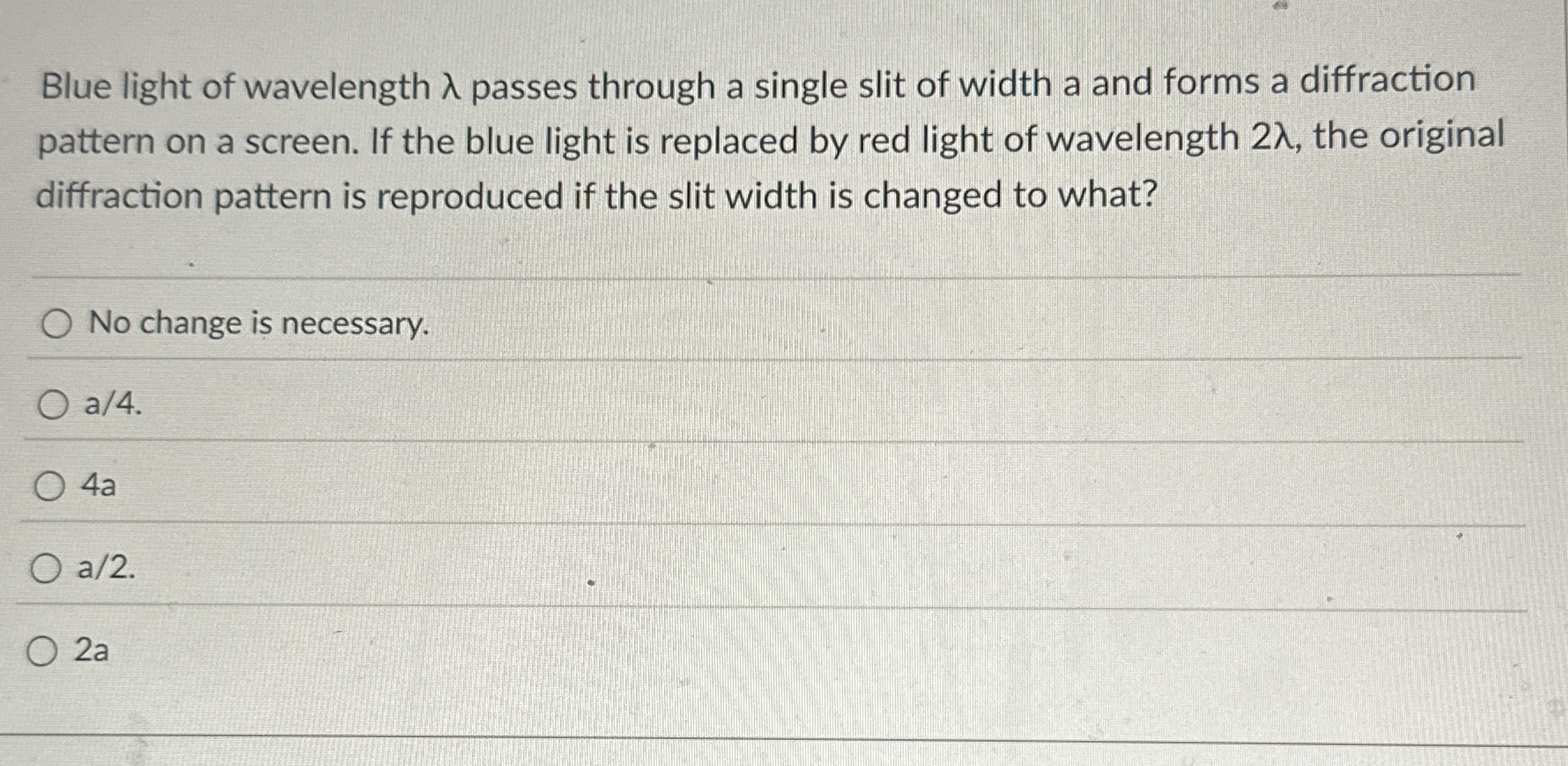 Blue light of wavelength passes through a single