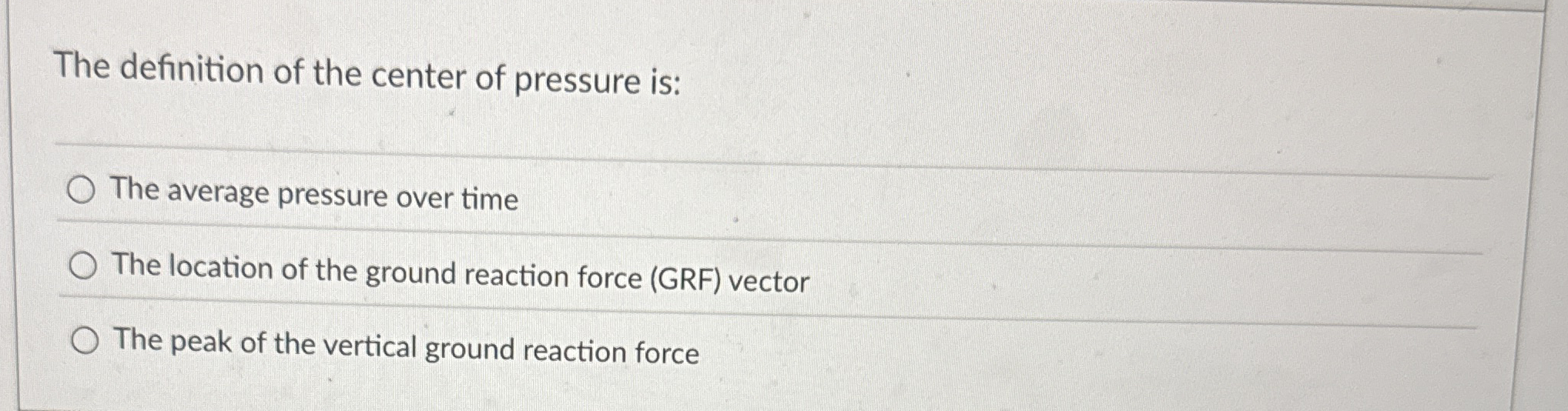 The definition of the center of pressure is: The