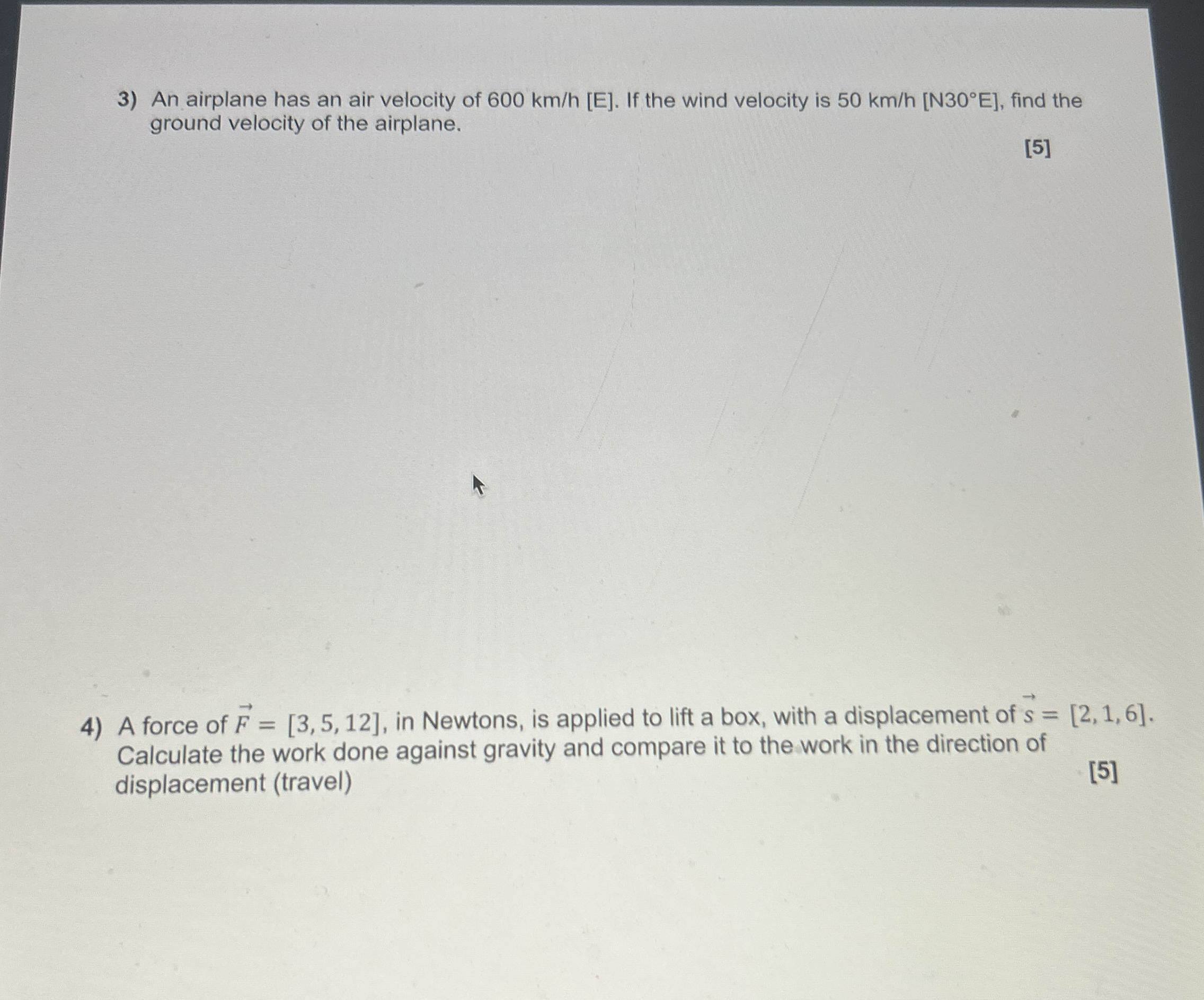 An airplane has an air velocity of 6 0 0 k m h [