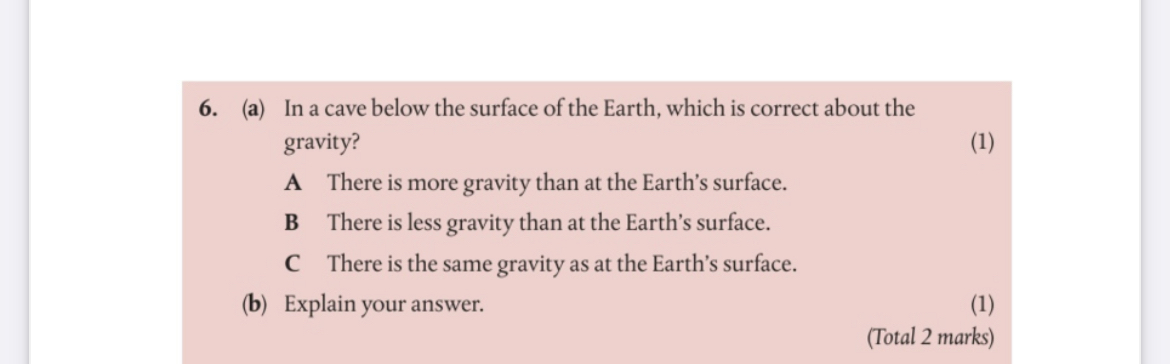 ( a ) In a cave below the surface of the Earth,