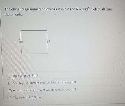 The circuit diagrammed below has V = 9 V and R =