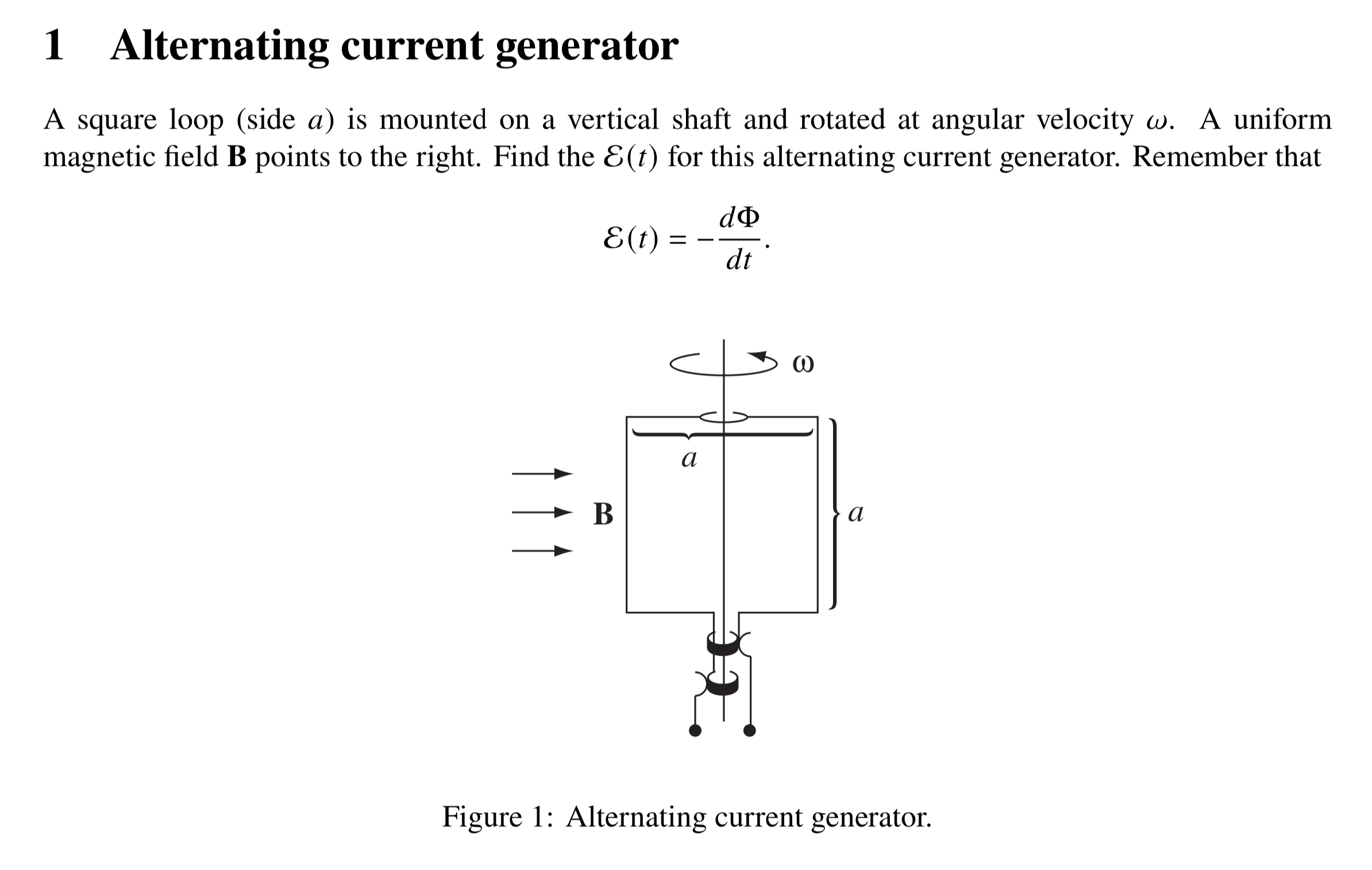 1 Alternating current generator A square loop (