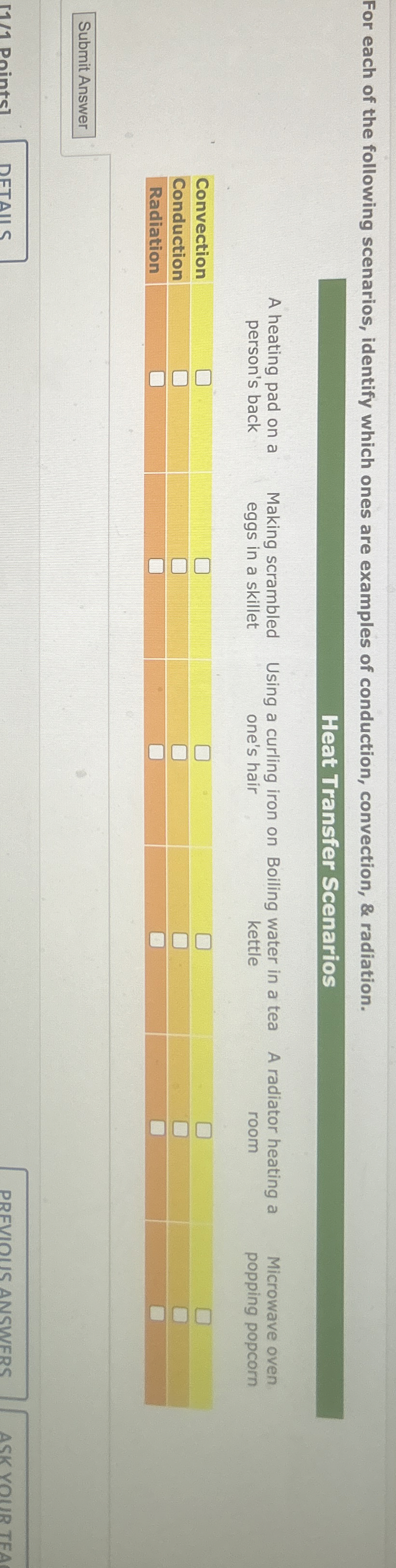 For each of the following scenarios, identify